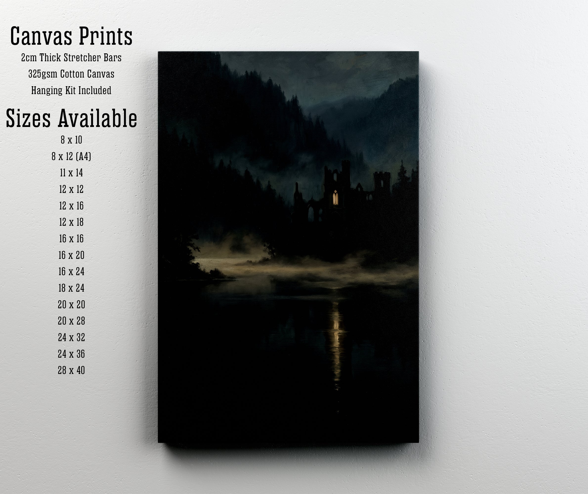 Gothic Church Ruins Lake Art Print