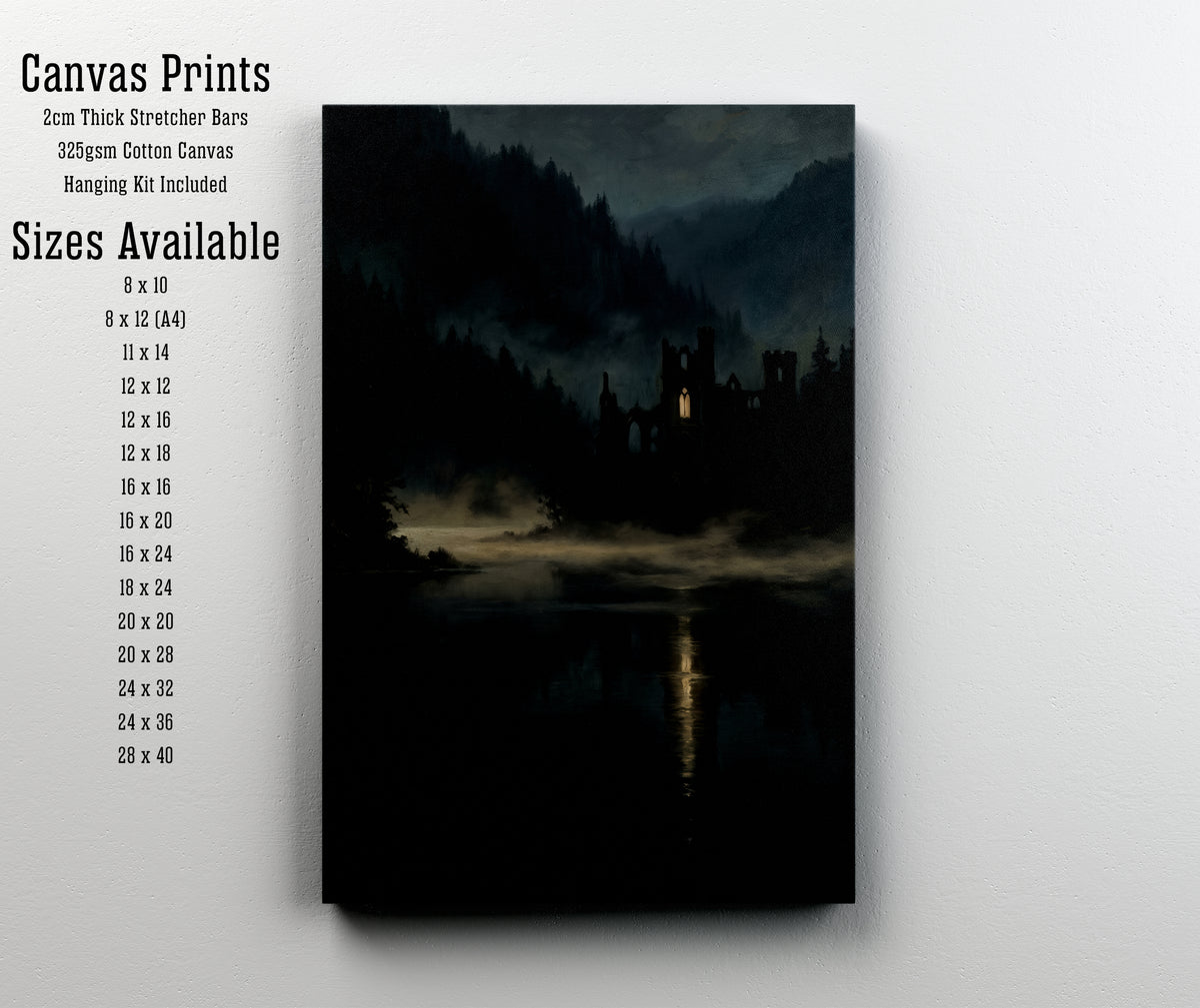 Gothic Church Ruins Lake Art Print