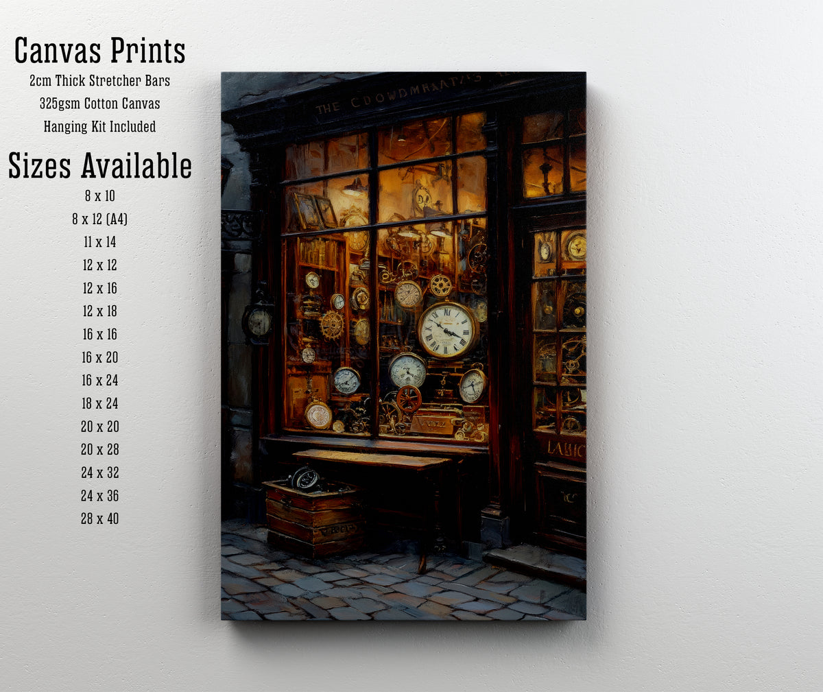 Vintage Clockmaker Shop Art Print
