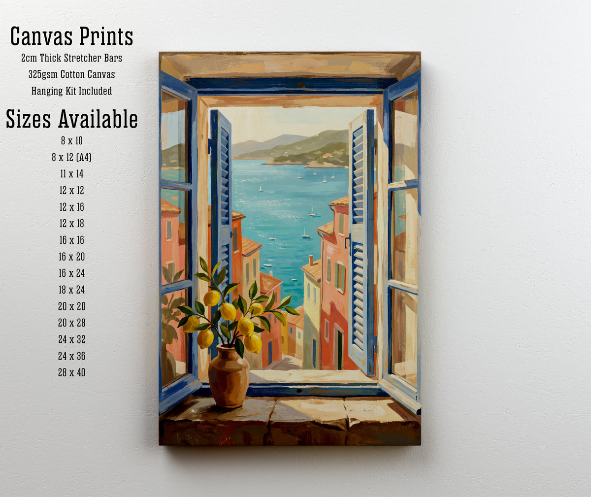 Mediterranean Window Sea View Art Print