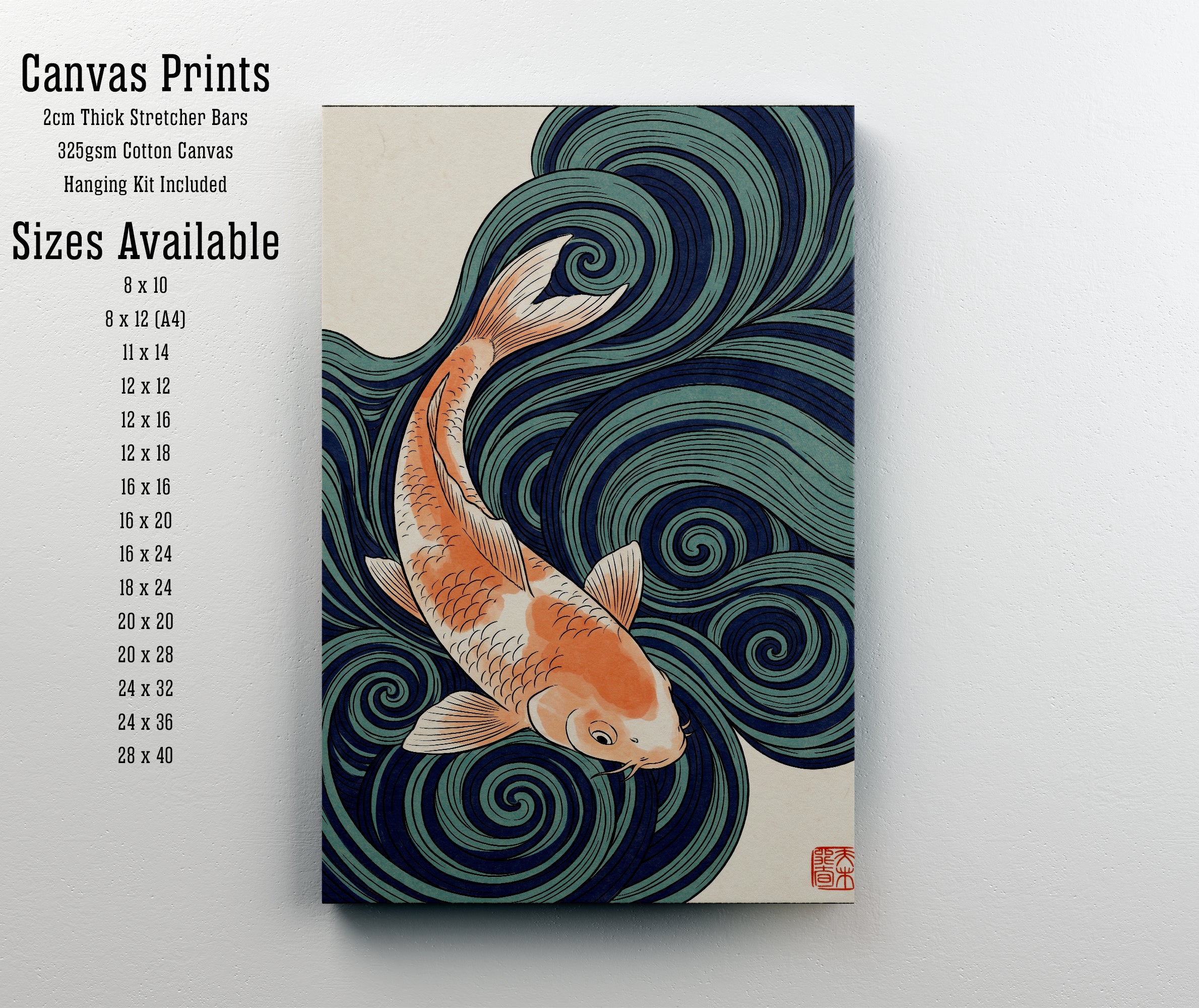Japanese Koi Wave Art Print