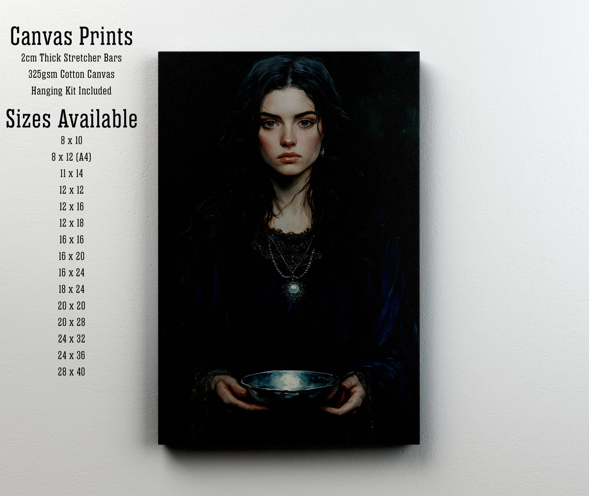 Gothic Woman with Silver Bowl Art Print