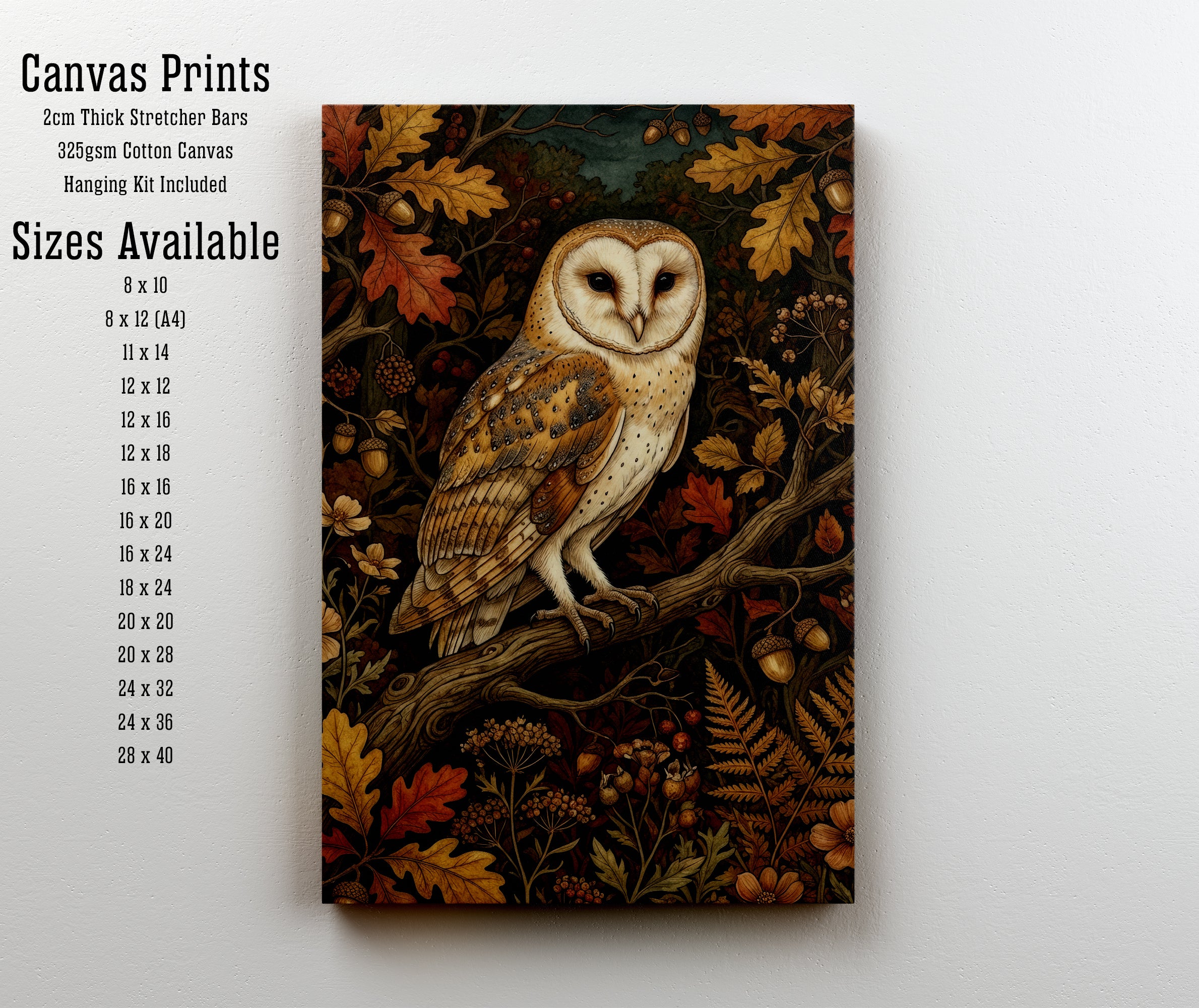Barn Owl Autumn Woodland Art Print