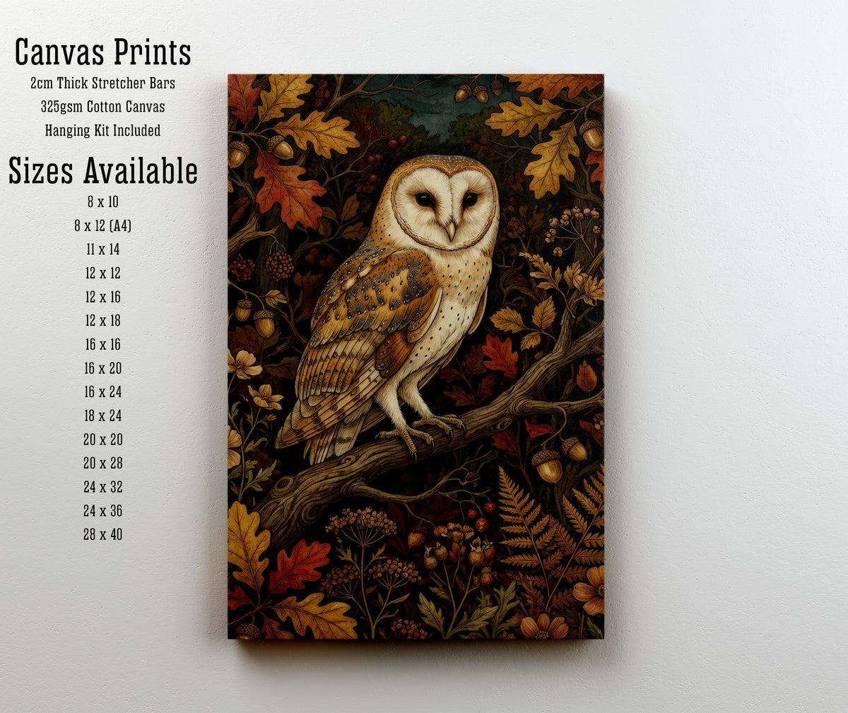 Barn Owl Autumn Woodland Art Print