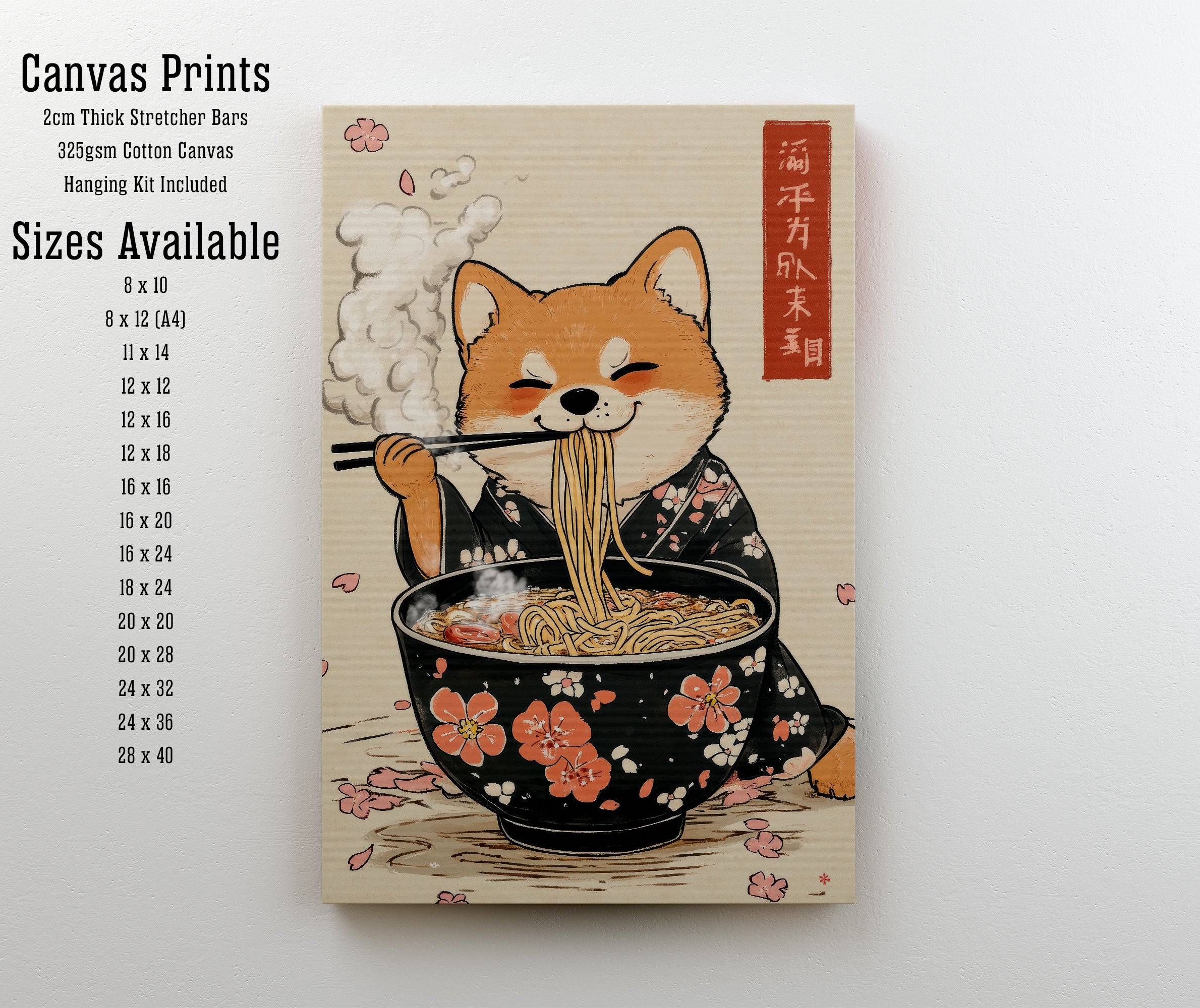 Japanese Cat Ramen Art Print