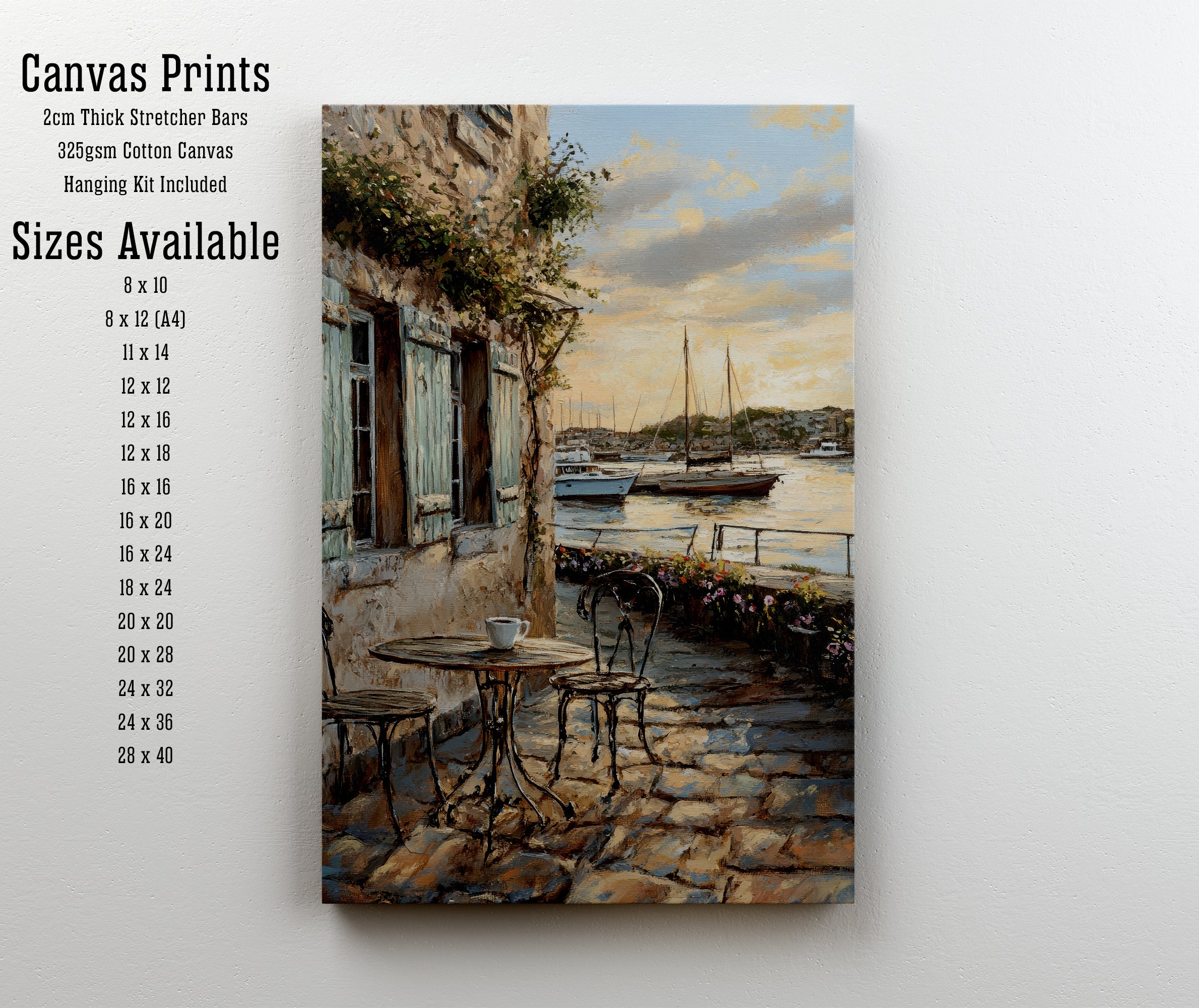 Mediterranean Harbour Café Art Print