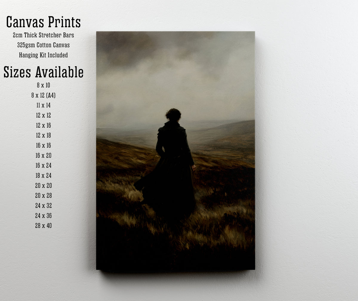 Woman in Black Dress Romantic Art Print