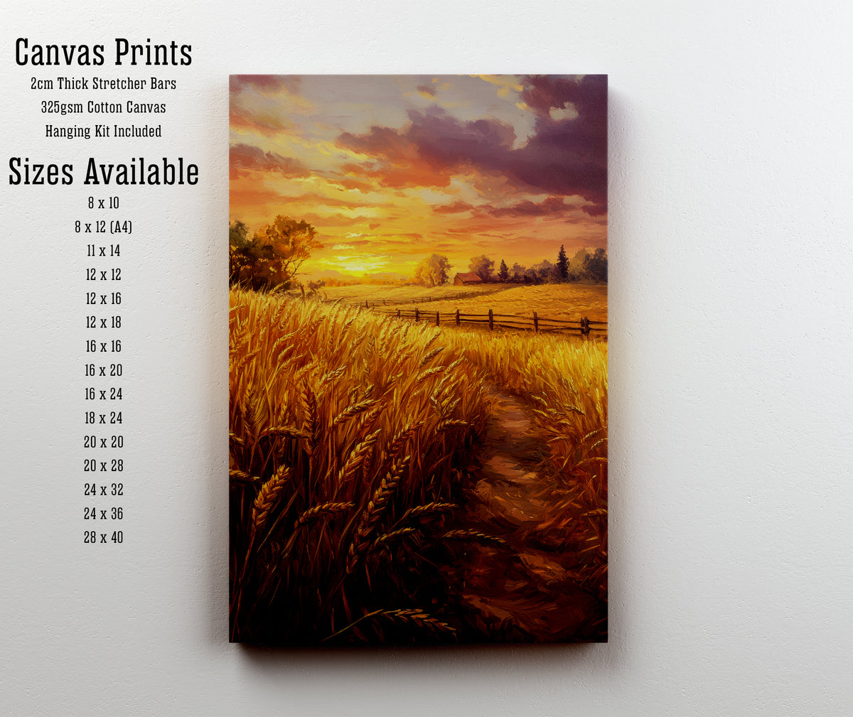 Golden Wheat Field Sunset Art Print