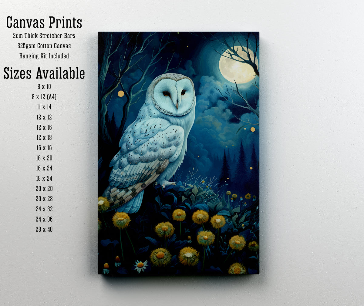 Barn Owl Moonlit Forest Art Print