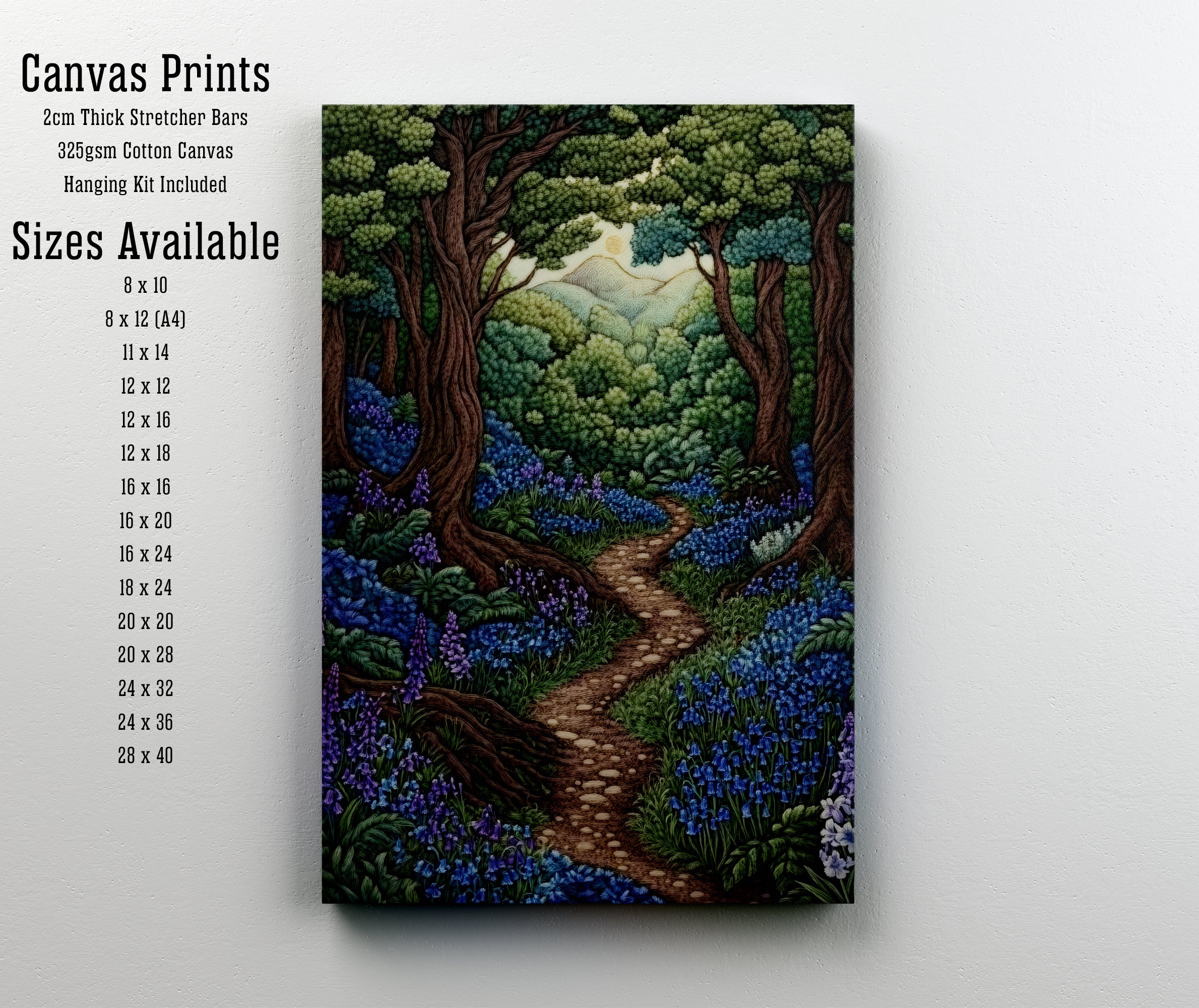 Woodland Bluebell Path Art Print