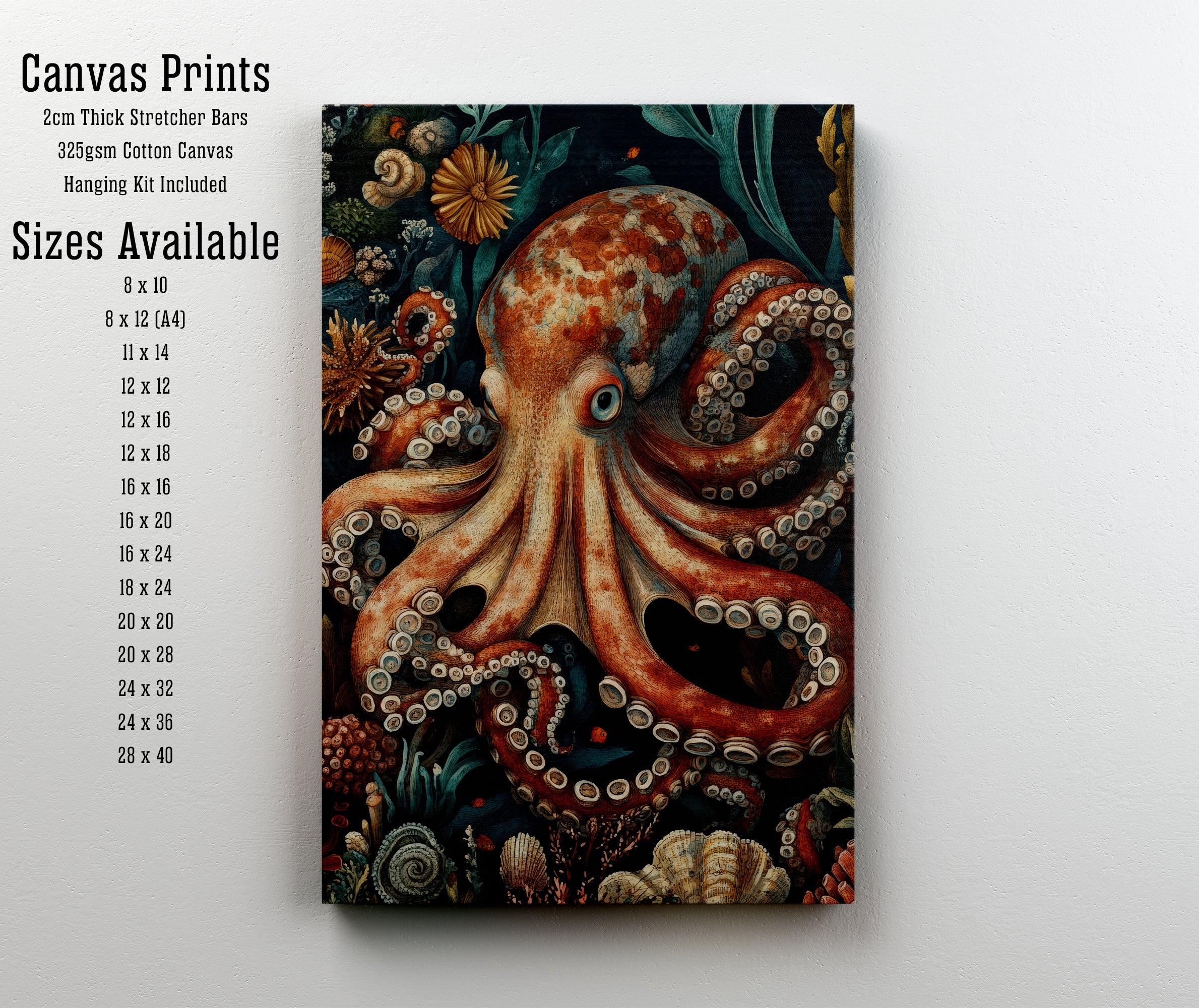 Vintage Octopus Underwater Art Print