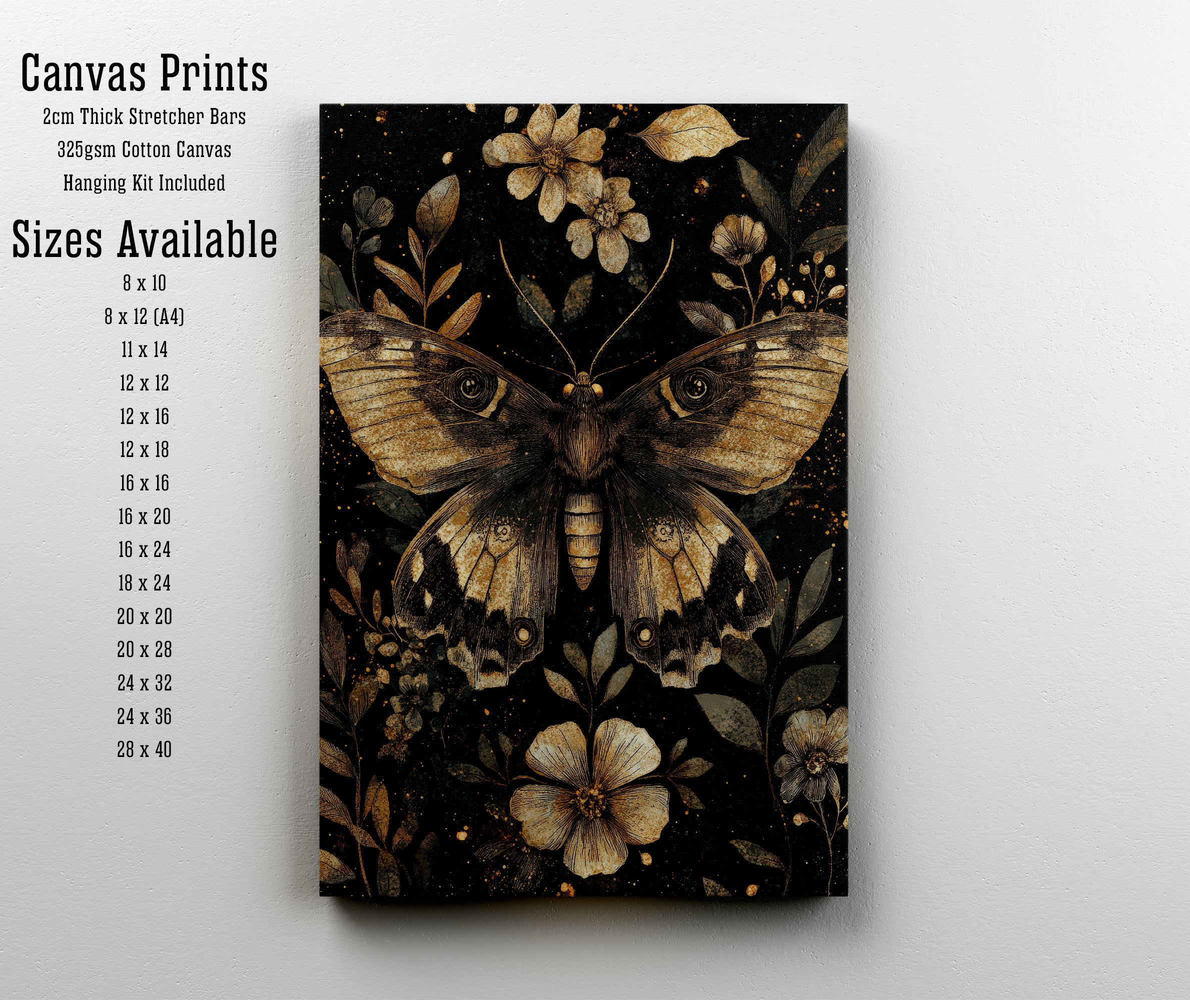 Moth and Floral Art Print