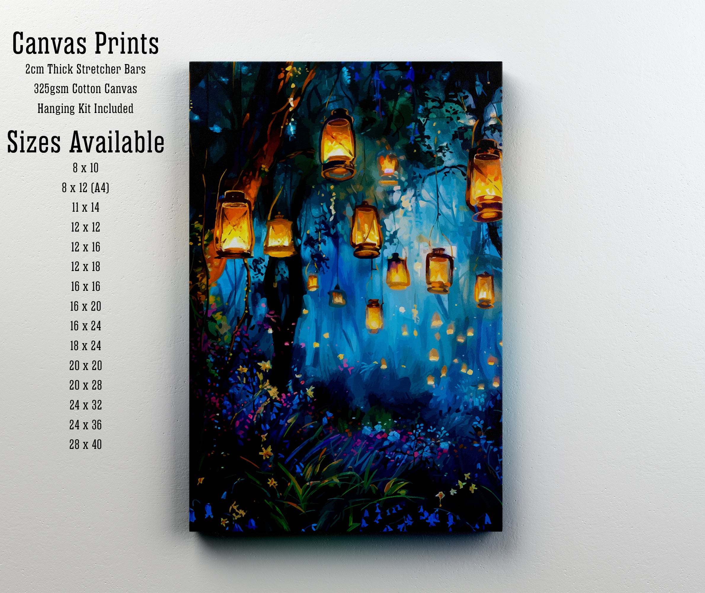 Enchanted Woodland Lanterns Art Print
