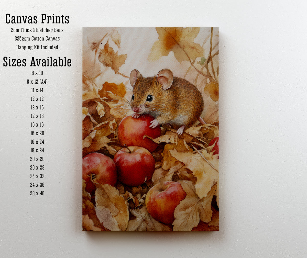 Mouse Among Apples Watercolour Art Print