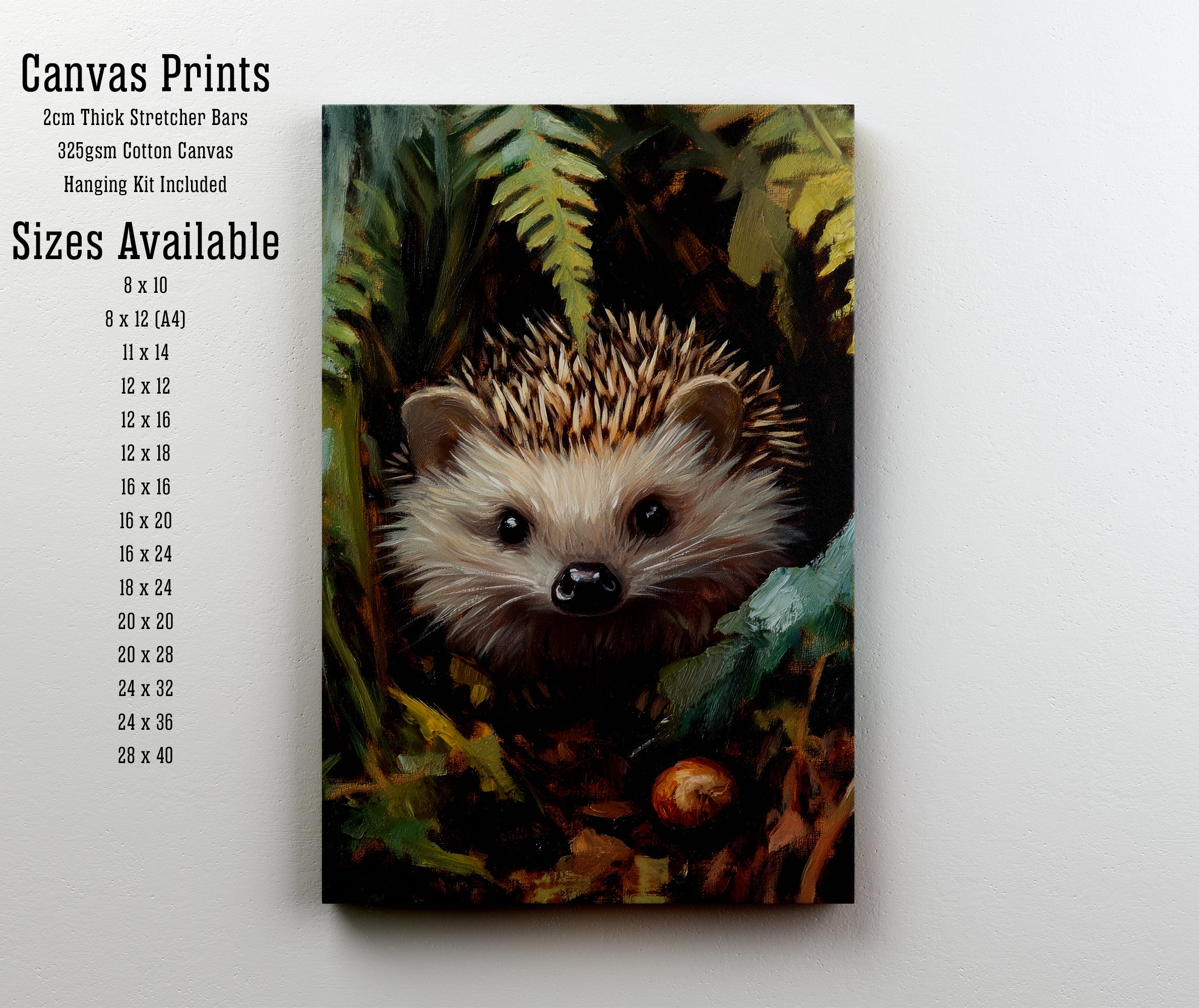 Hedgehog Woodland Portrait Art Print