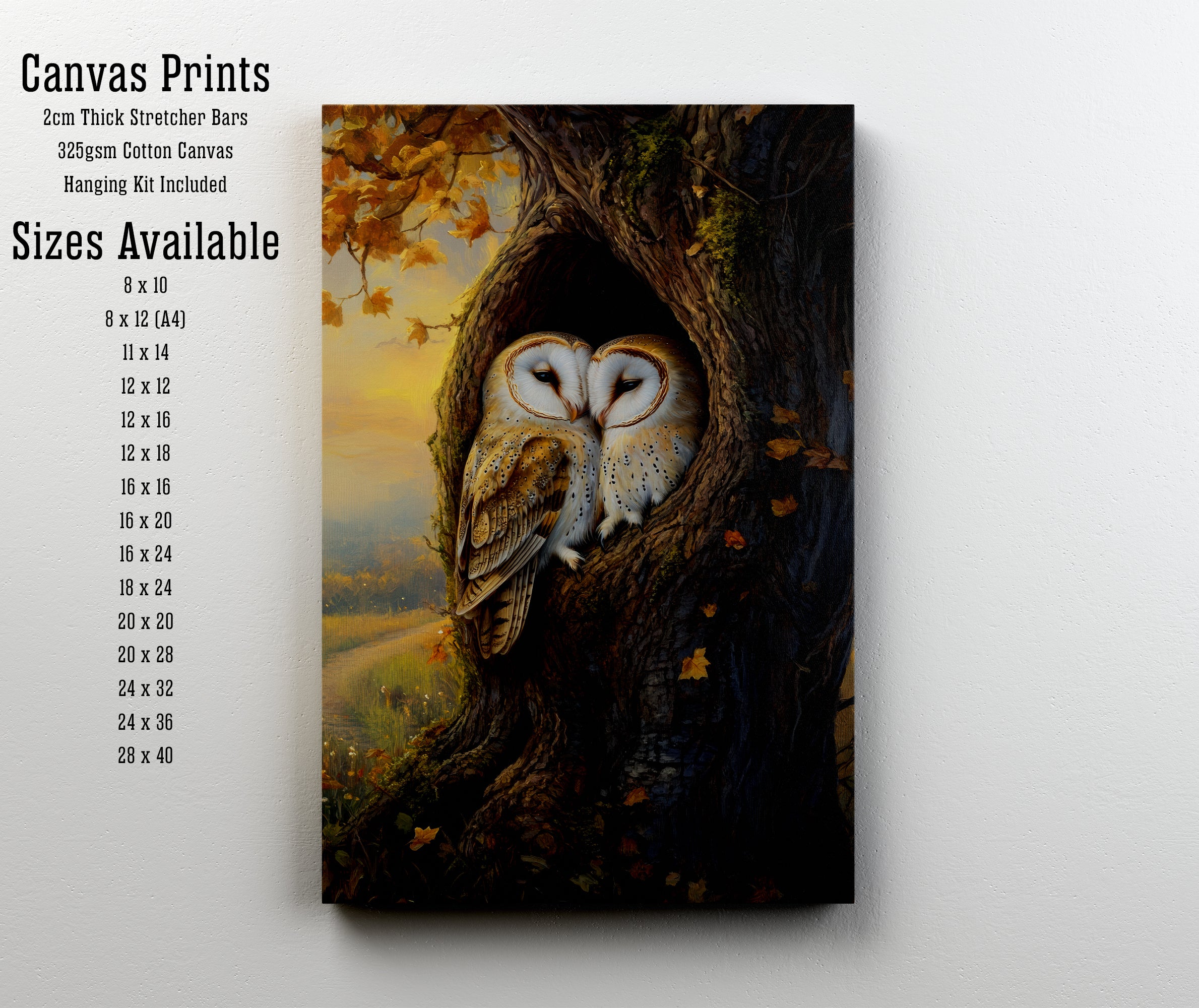 Barn Owl Pair Woodland Art Print