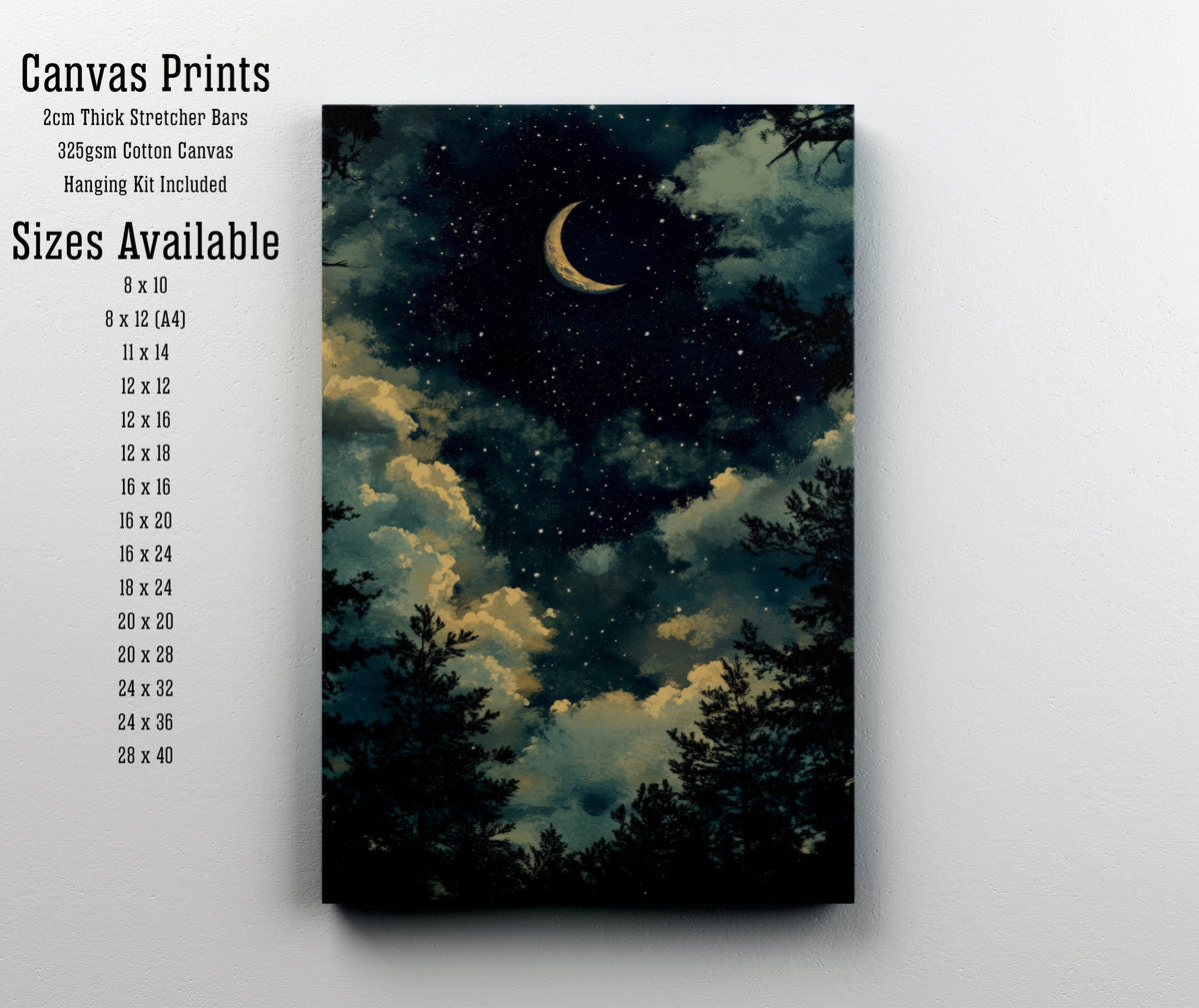 Crescent Moon Night Sky Art Print