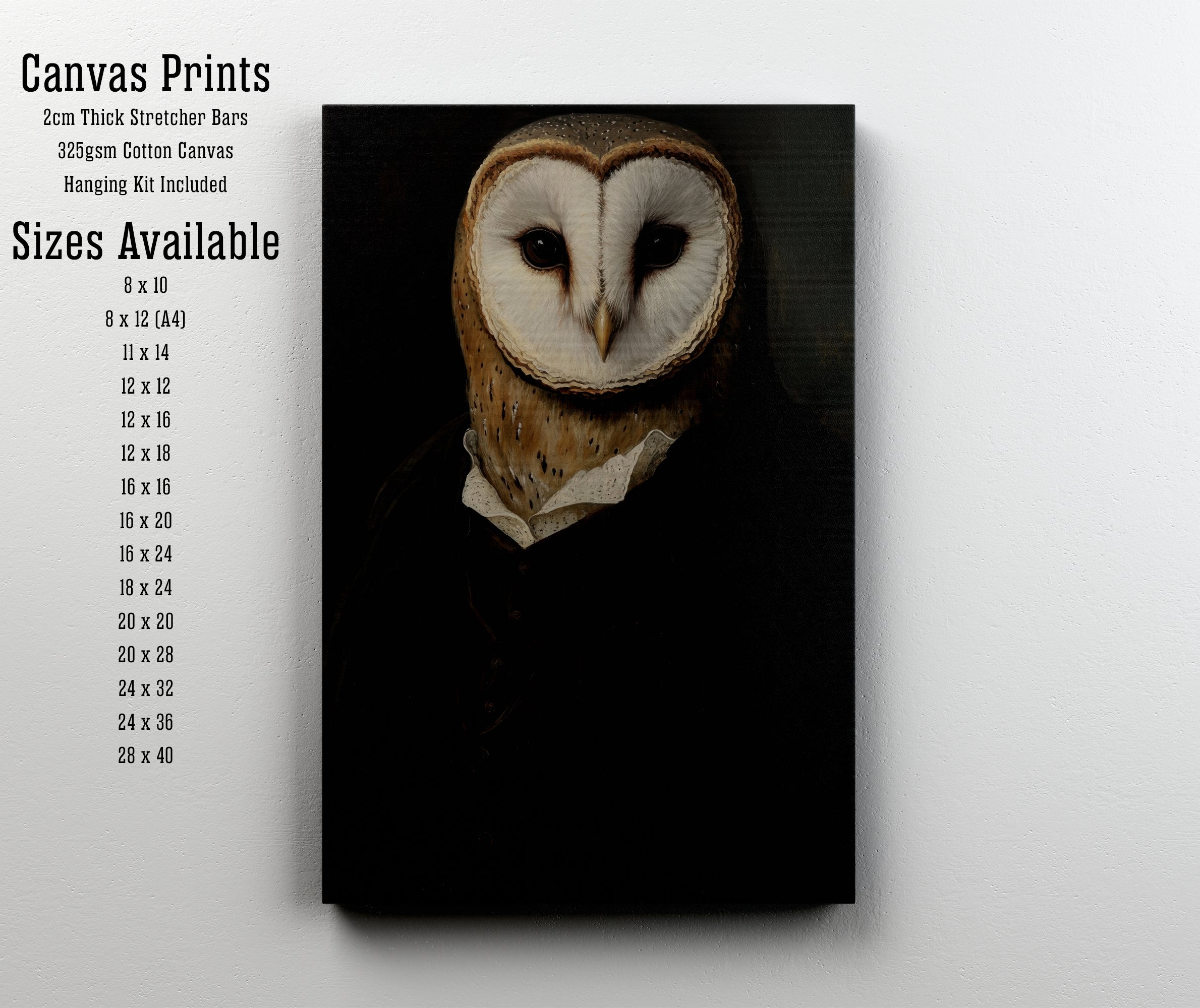 Barn Owl Gothic Portrait Art Print