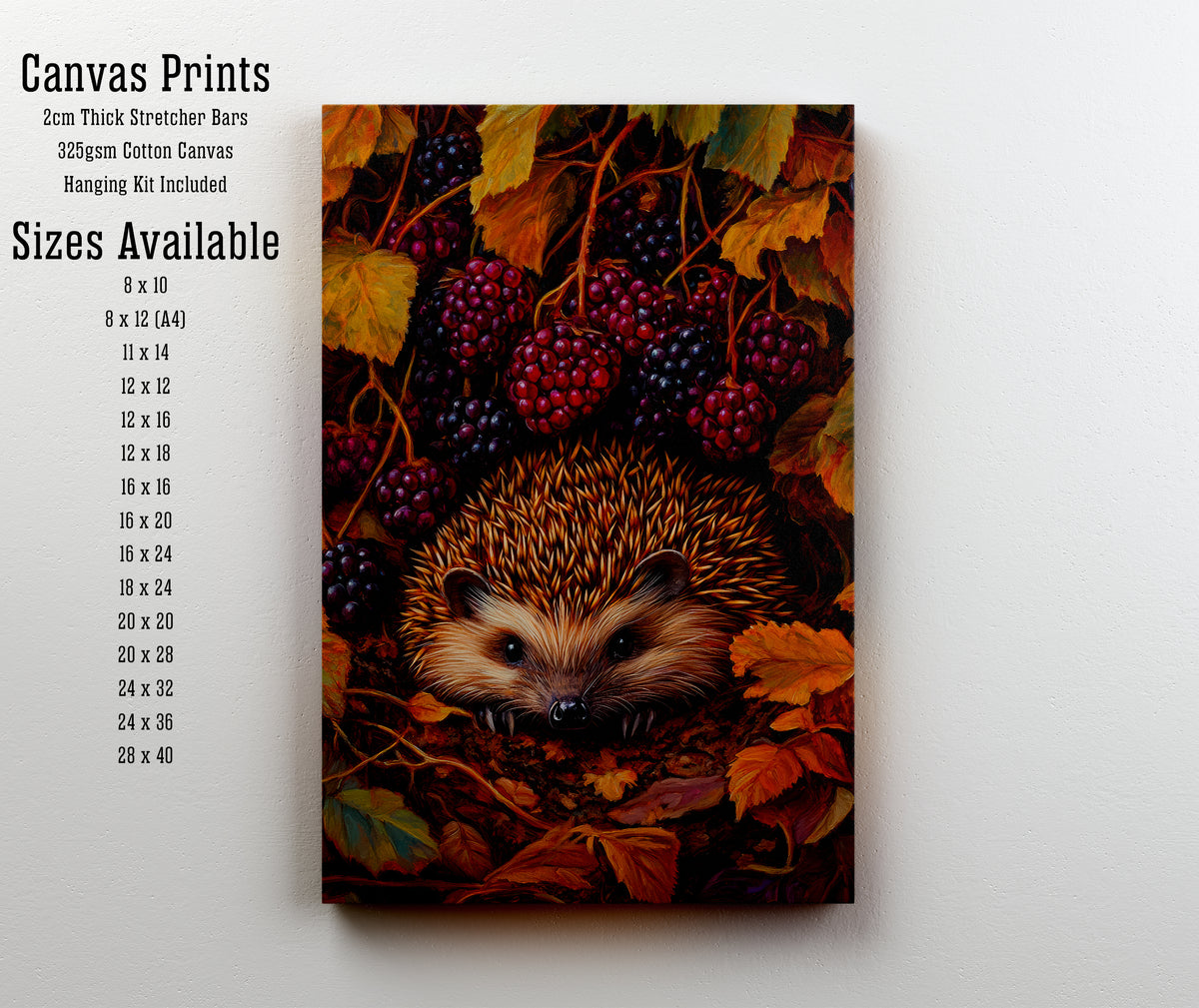 Hedgehog Blackberry Woodland Art Print