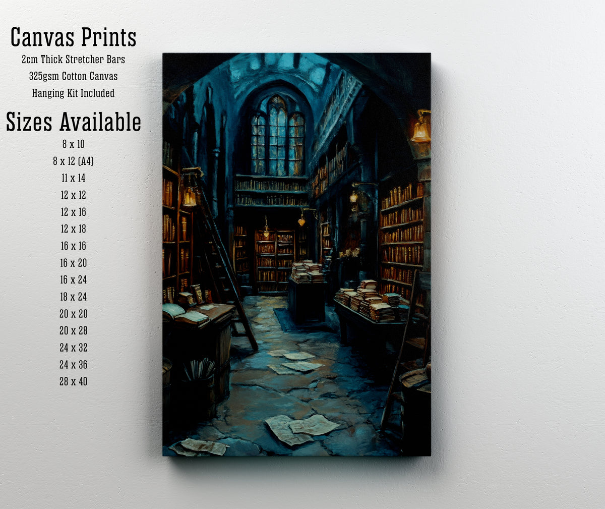 Gothic Library Interior Art Print