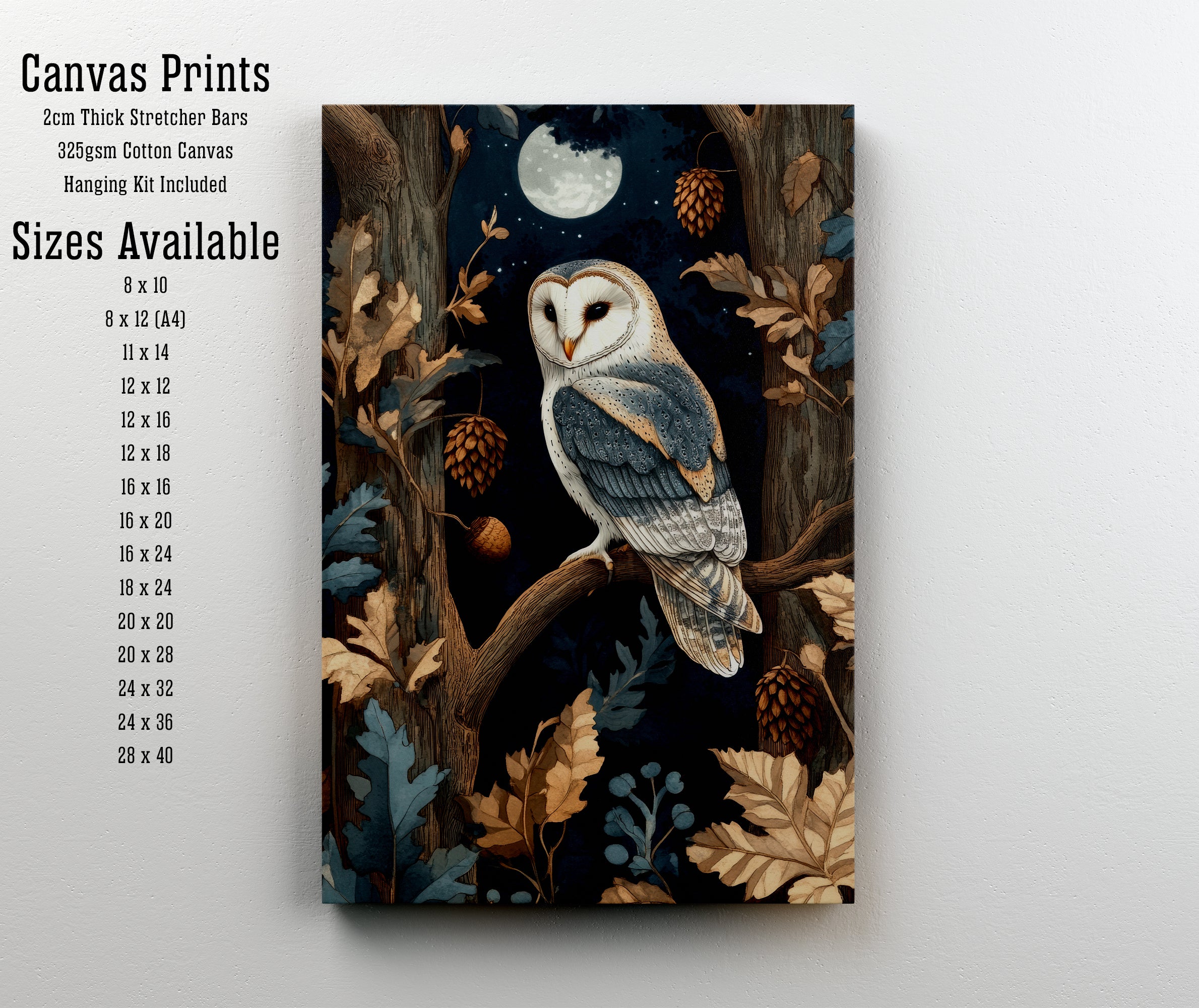 Moonlit Barn Owl Art Print