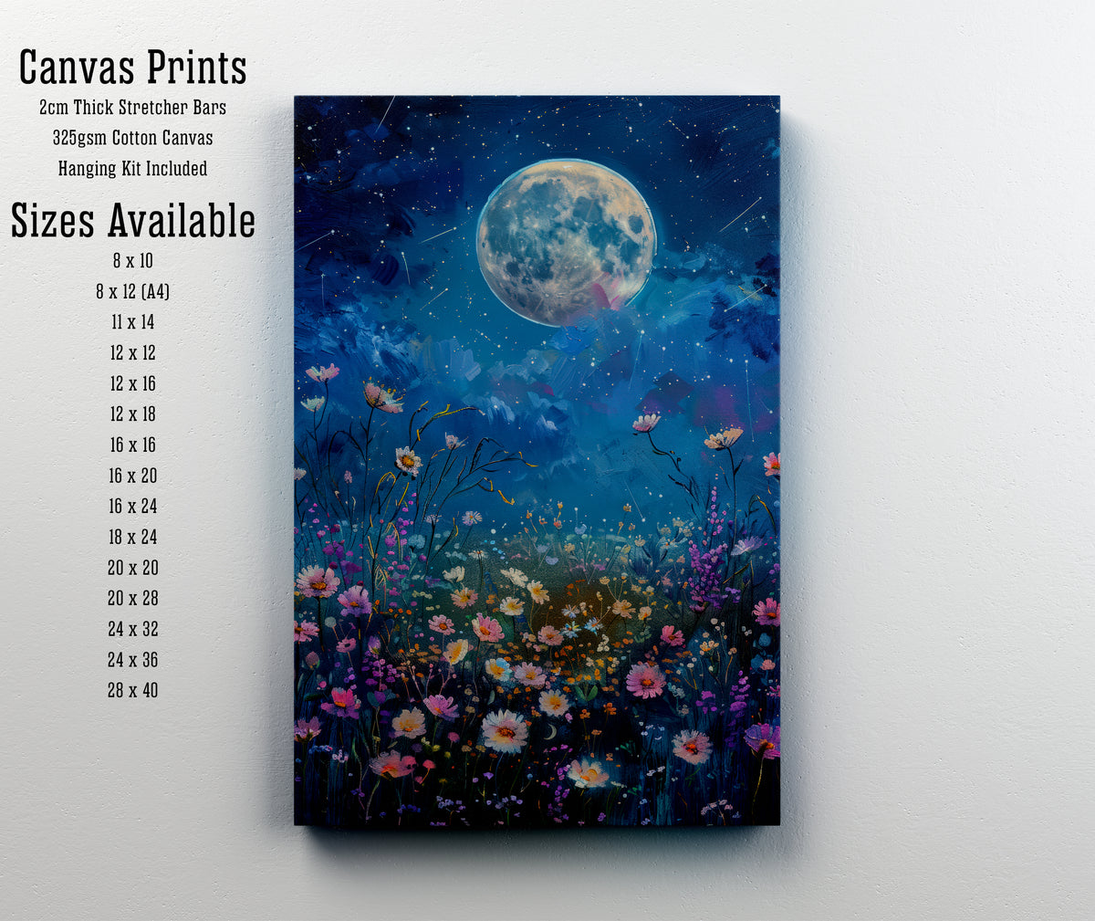 Moonlit Wildflower Meadow Art Print