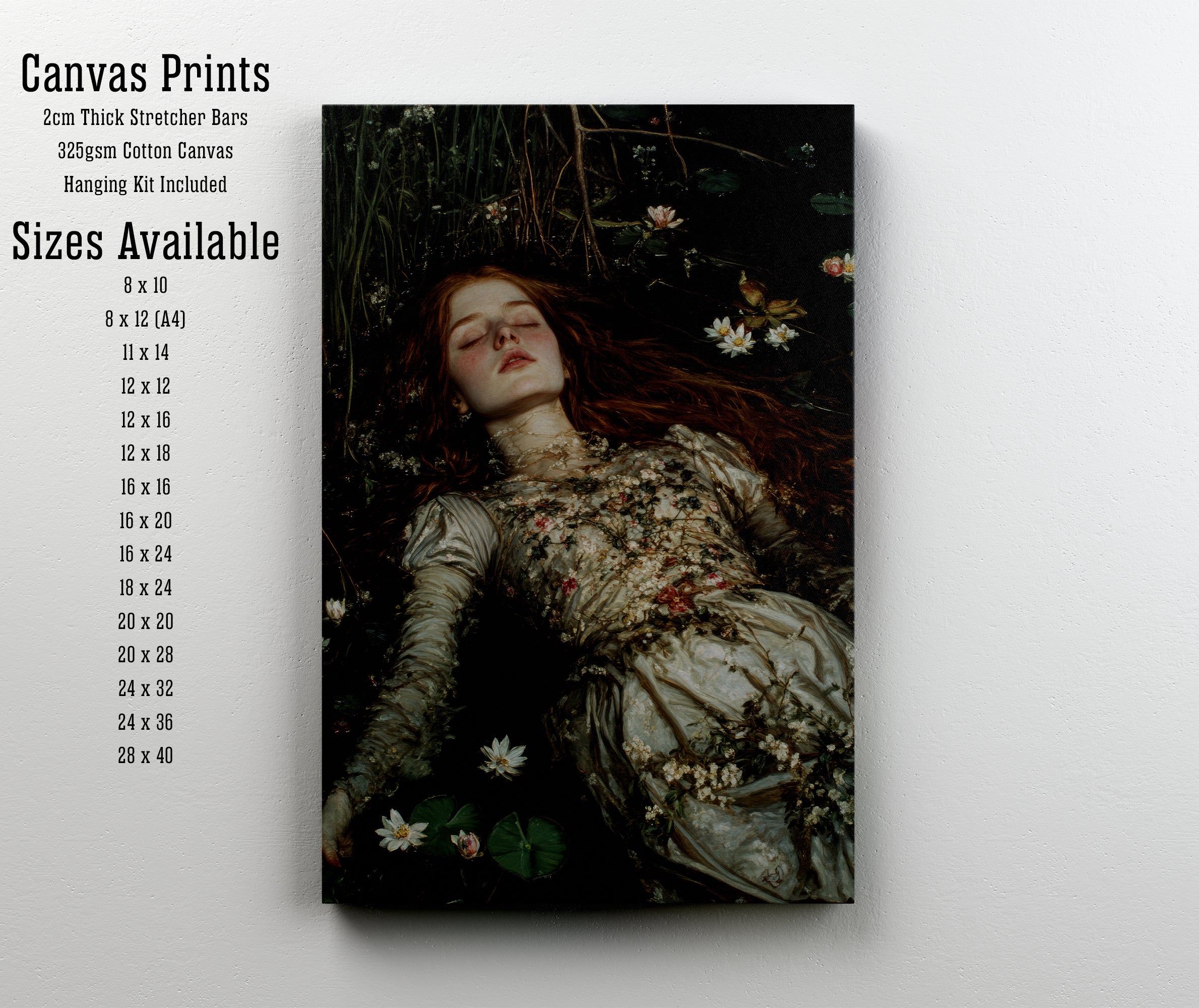Woman Floating in Lily Pond Art Print