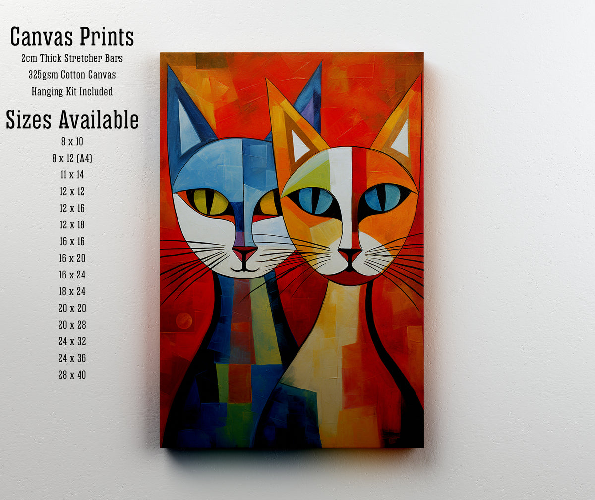 Three Cat Cubist Art Print