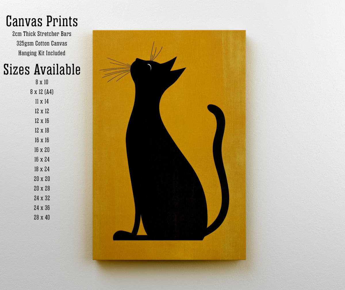 Black Cat Golden Silhouette Art Print