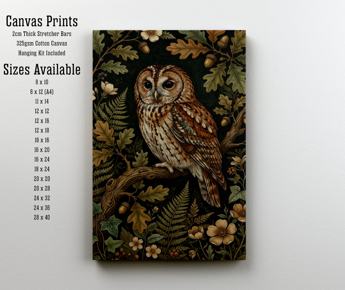 Woodland Owl Botanical Art Print