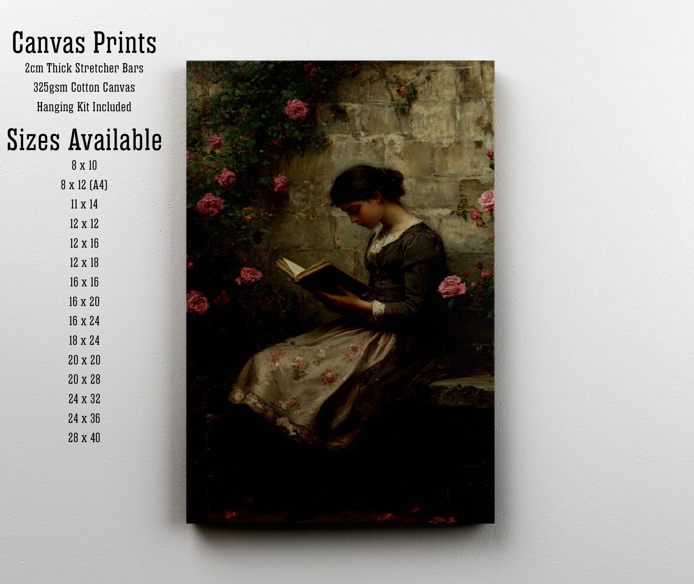 Victorian Woman Reading Rose Garden Art Print
