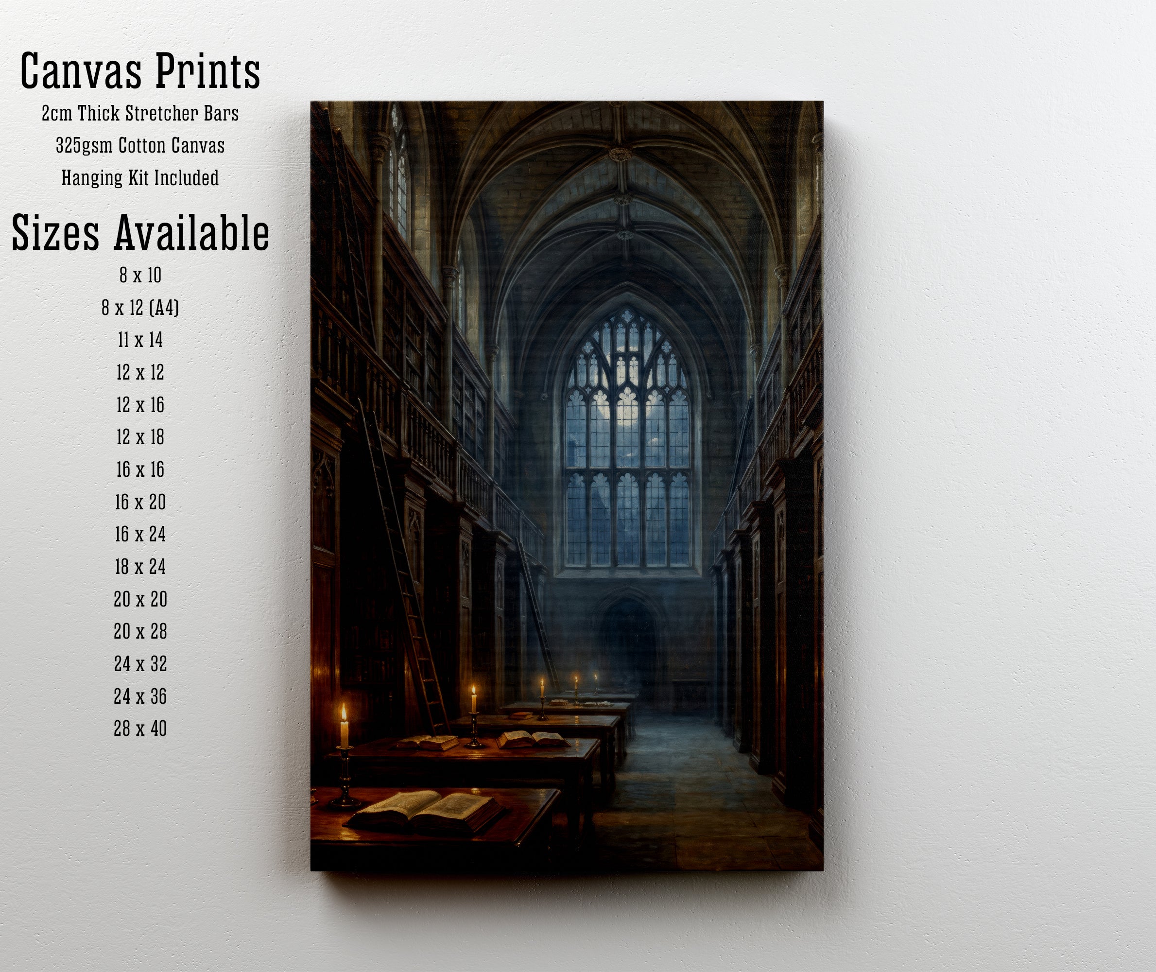 Gothic Library Dark Academia Art Print
