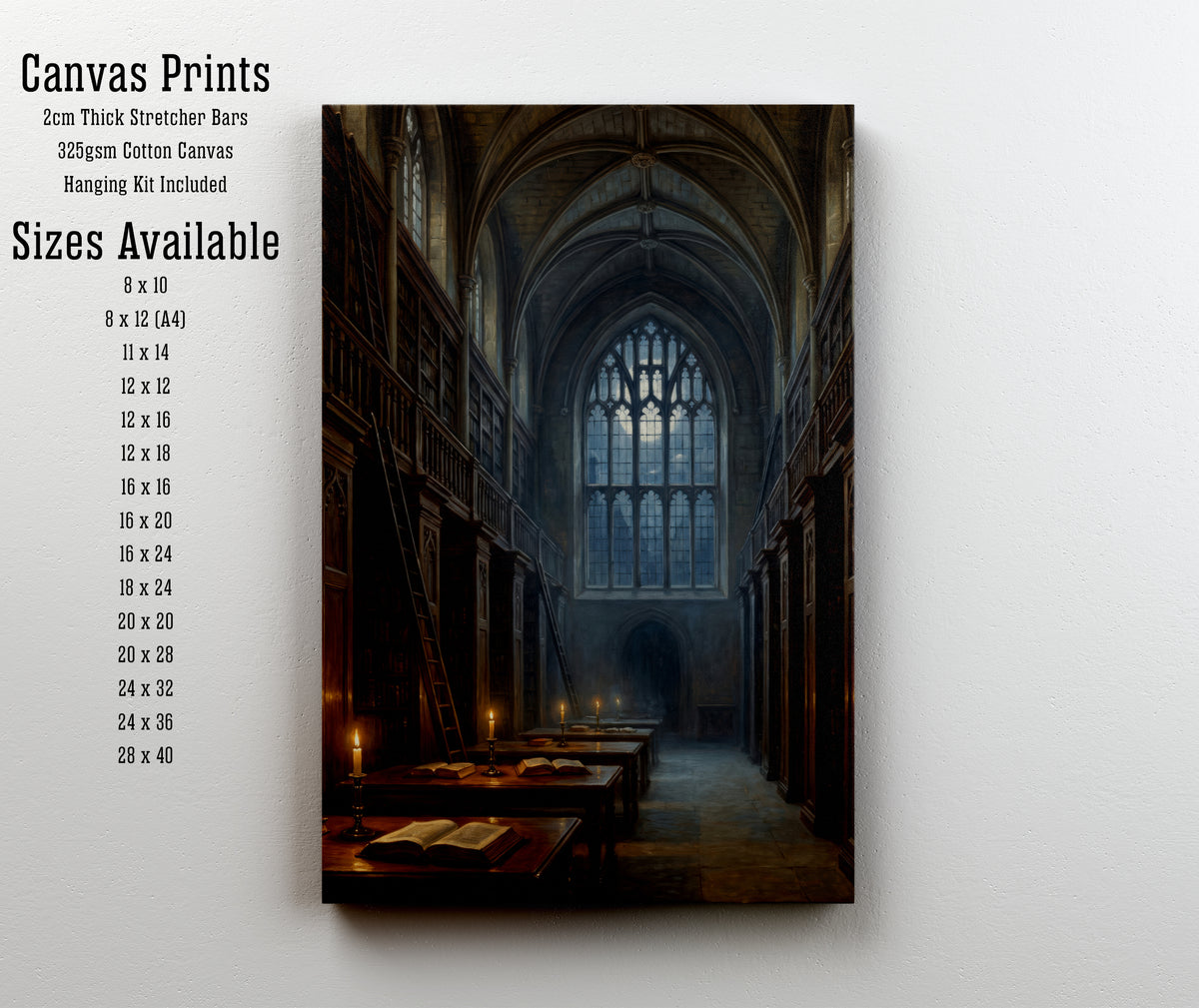 Gothic Library Dark Academia Art Print