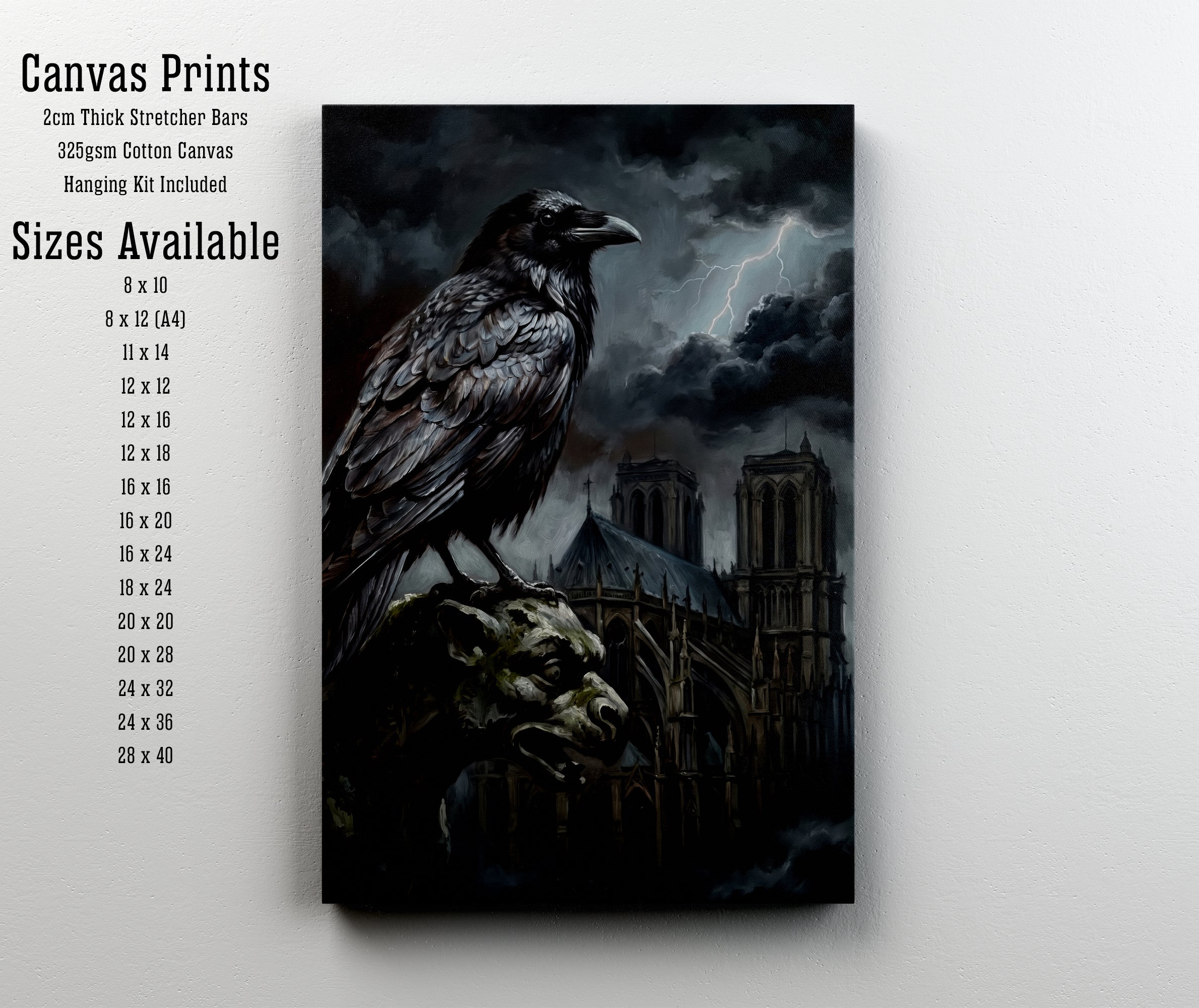 Raven Gargoyle Gothic Art Print