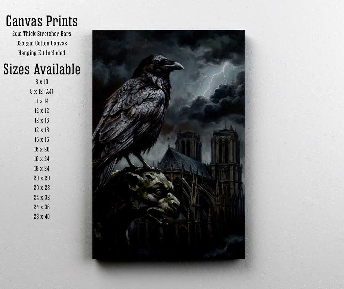 Raven Gargoyle Gothic Art Print
