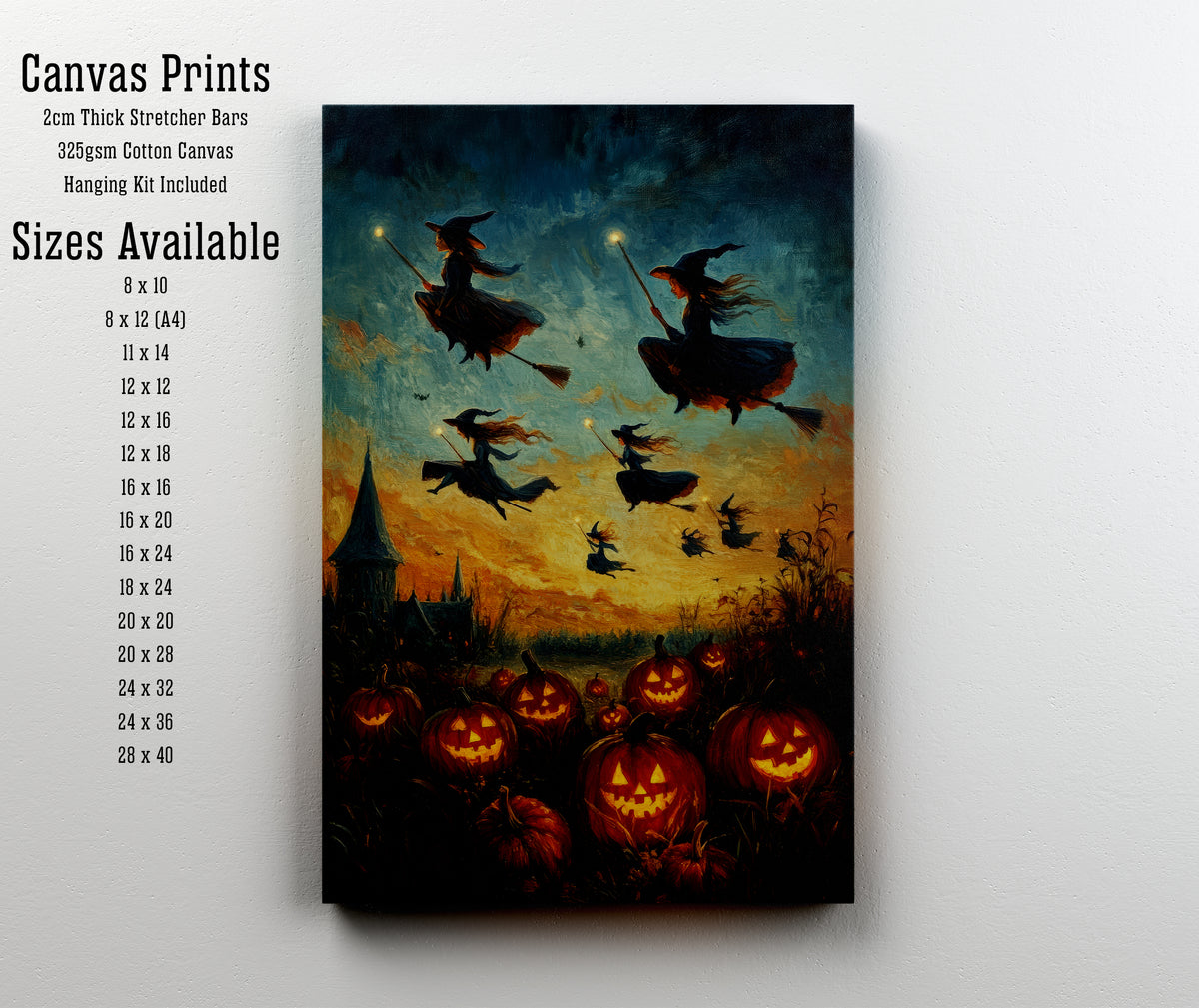 Halloween Witches Flying Art Print