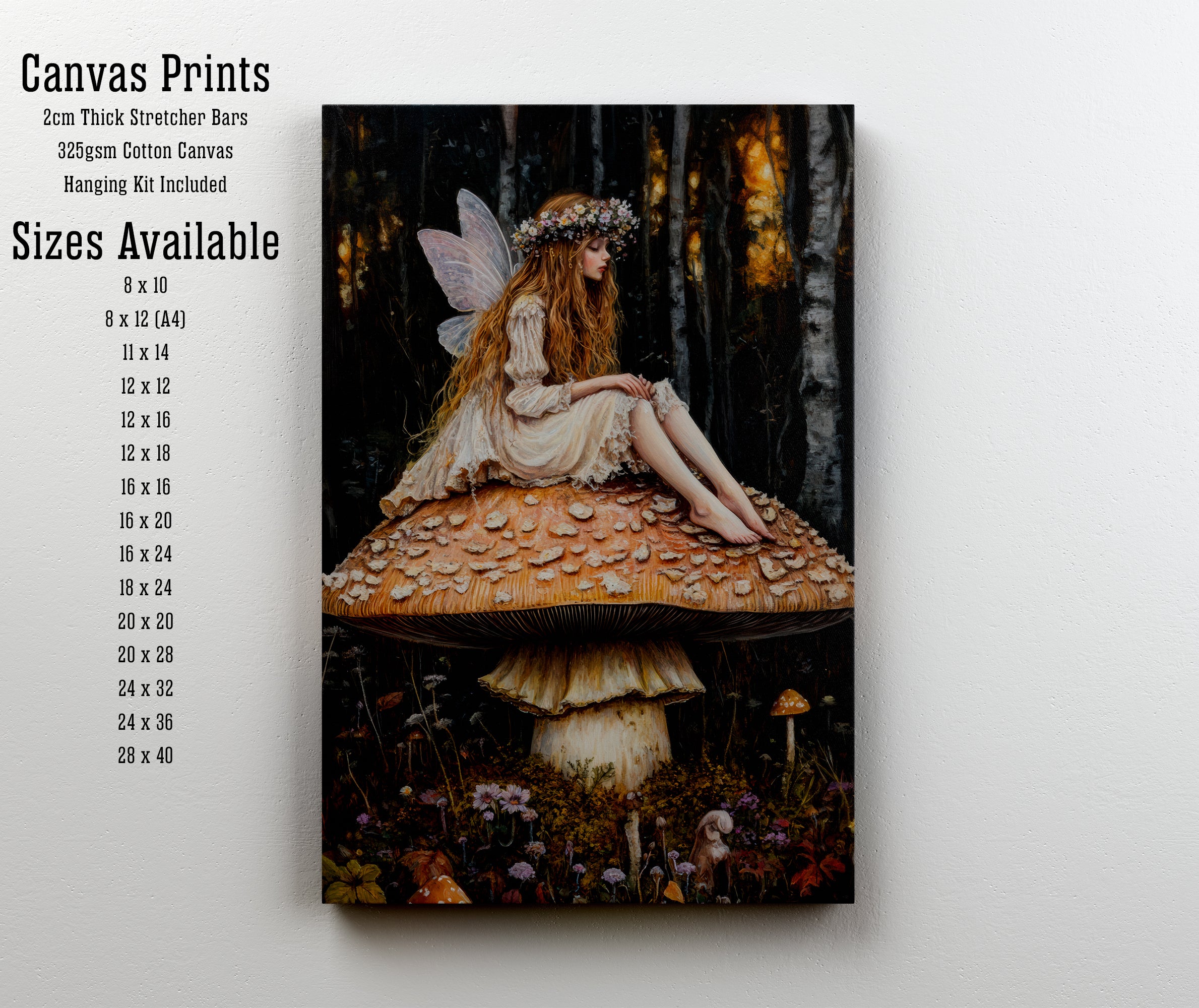 Fairy on Mushroom Forest Art Print