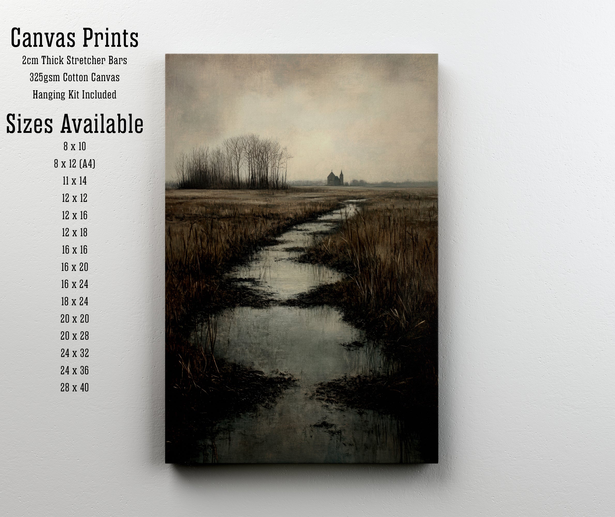 Moody Marshland Church Art Print