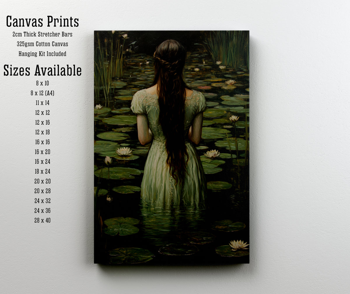 Woman in Water Lily Pond Art Print