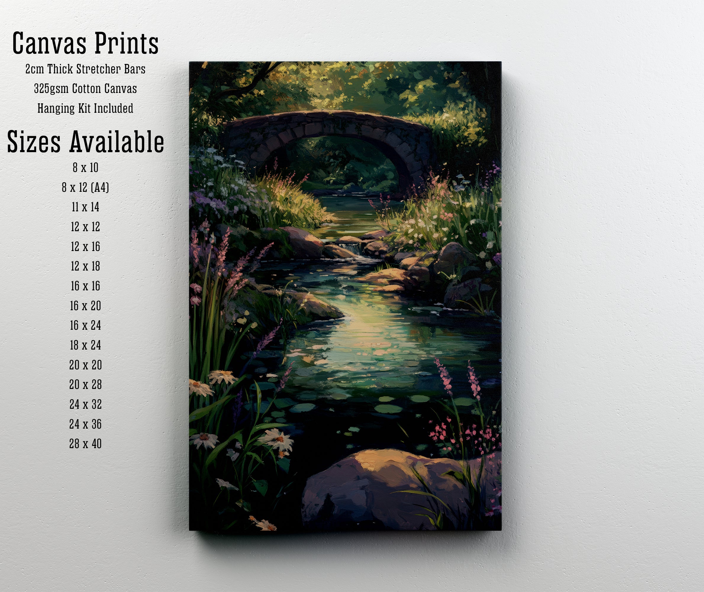 Woodland Stream Bridge Art Print