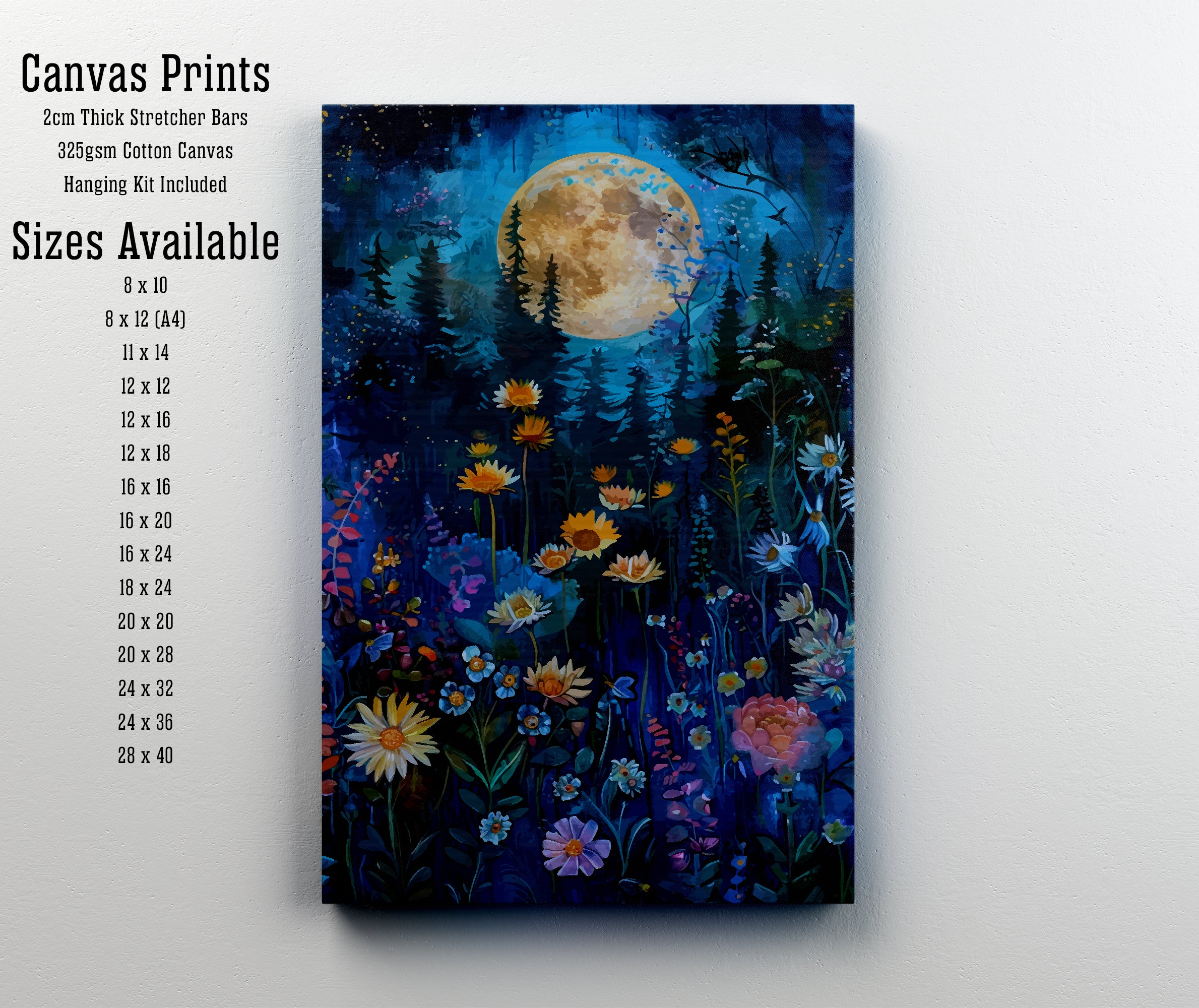 Moonlit Wildflower Meadow Art Print