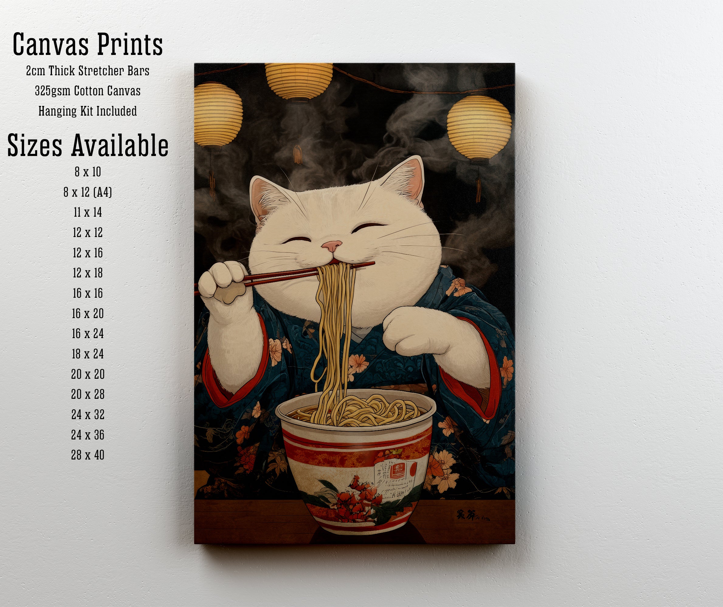 Japanese Cat Ramen Art Print
