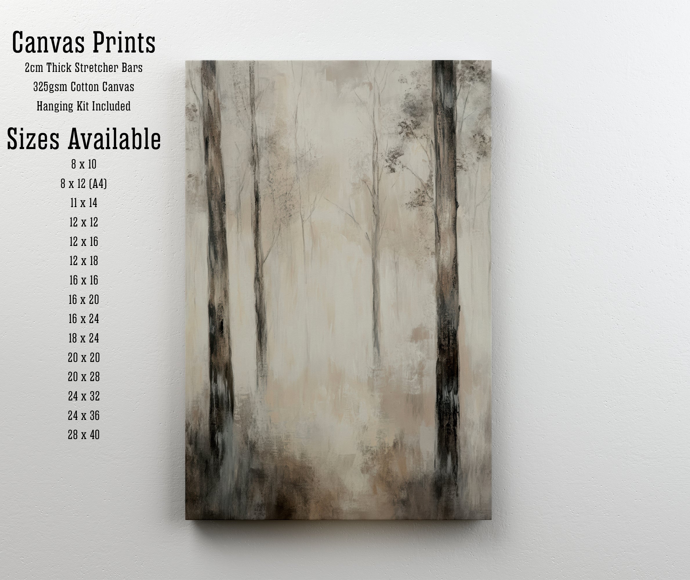 Misty Birch Forest Art Print
