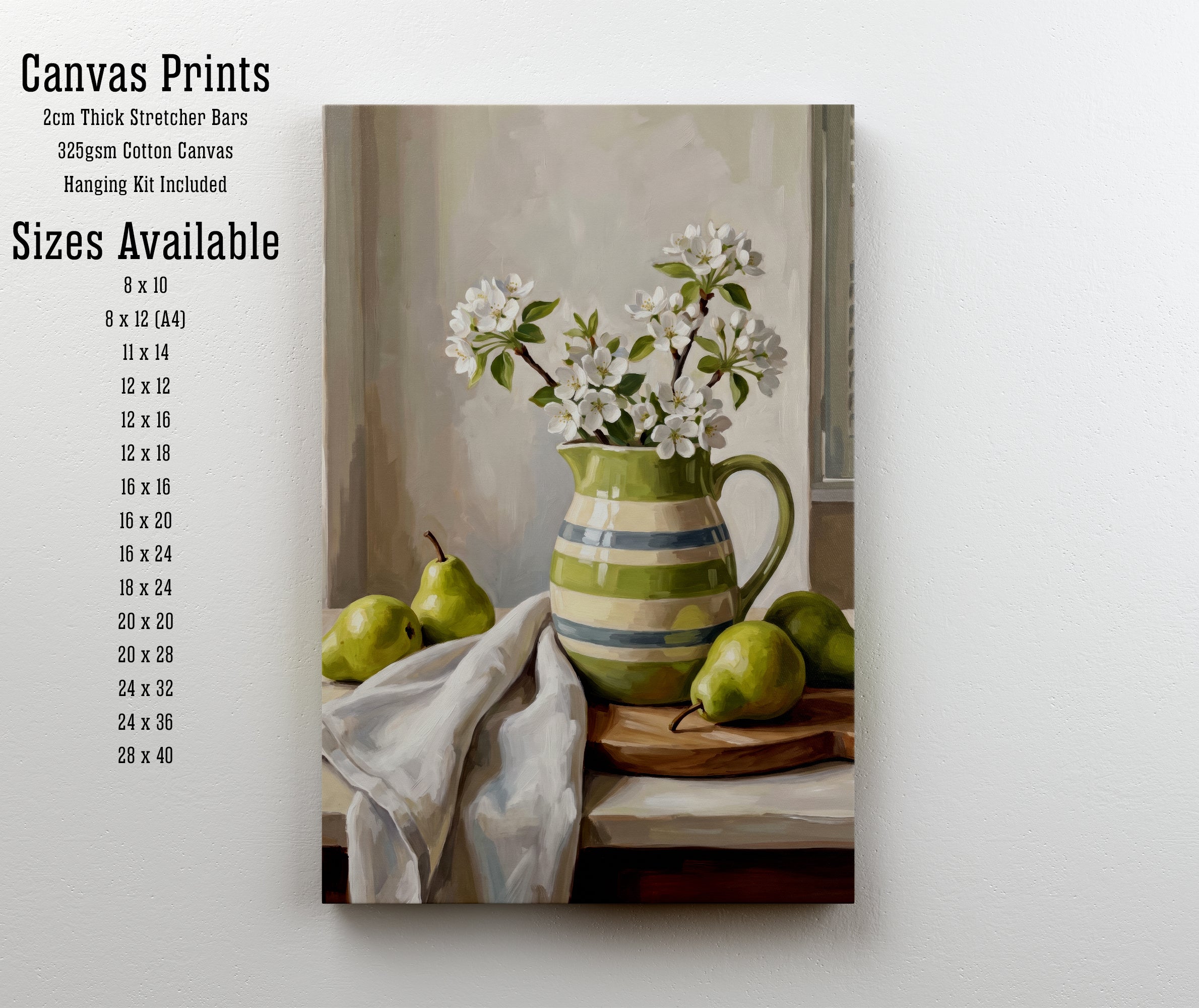 Pears and Blossoms Still Life Art Print