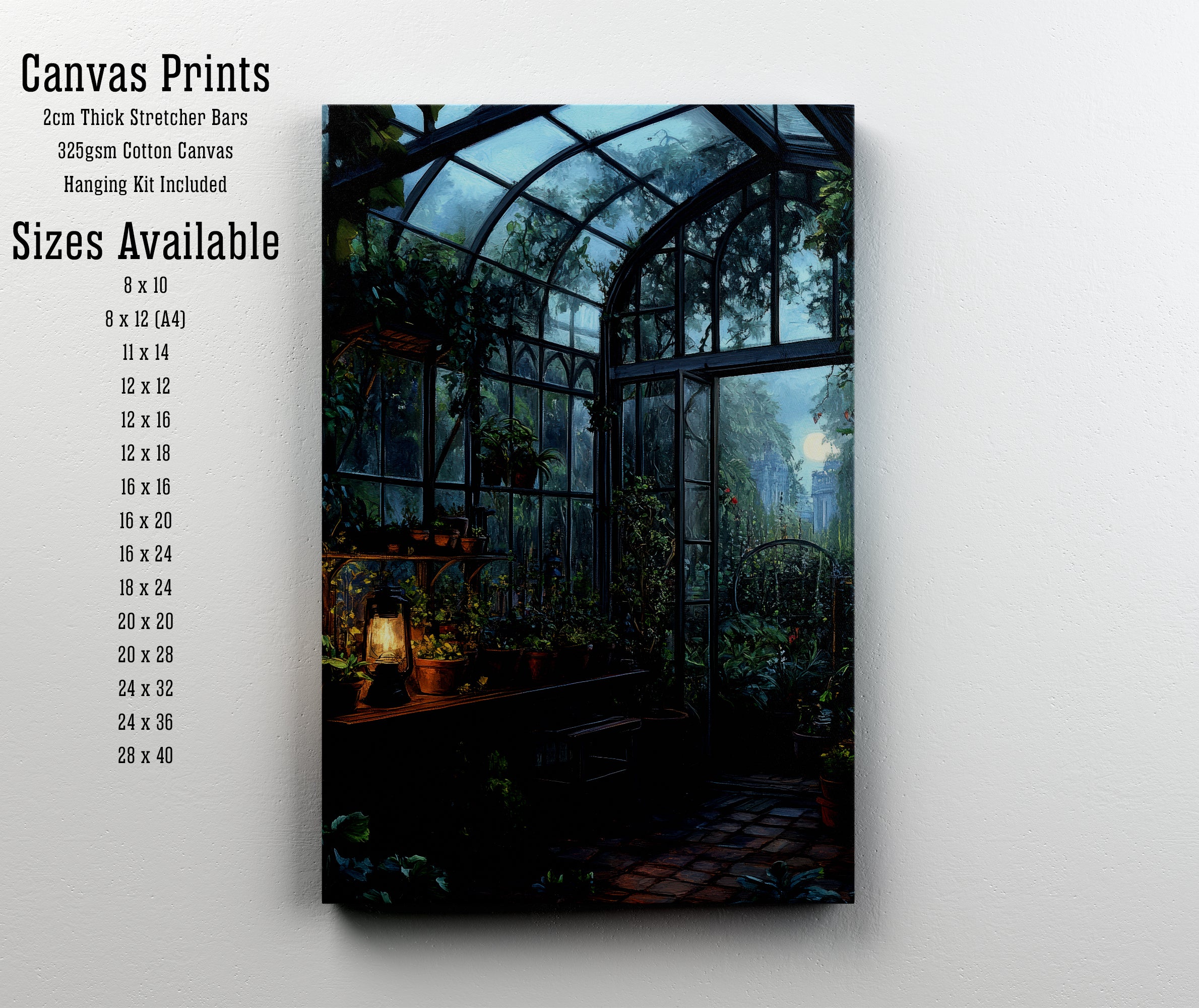Moonlit Gothic Greenhouse Art Print