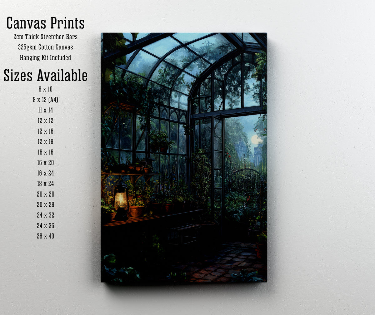 Moonlit Gothic Greenhouse Art Print