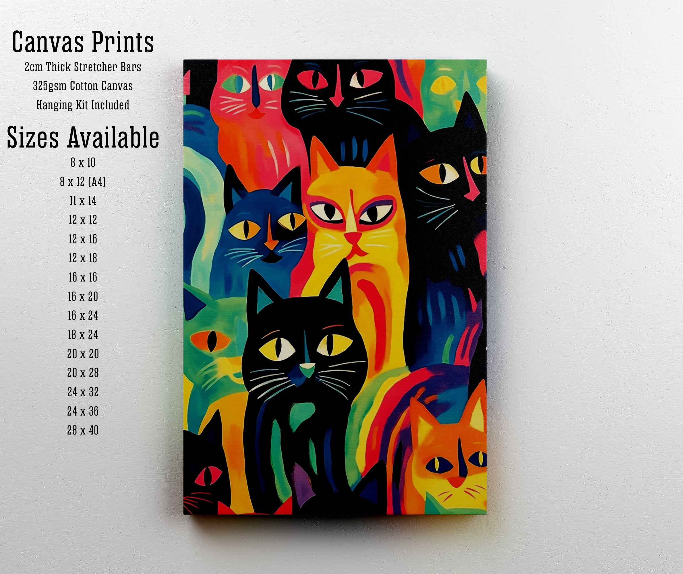 Colorful Cat Crowd Art Print