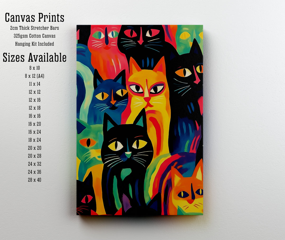 Colorful Cat Crowd Art Print