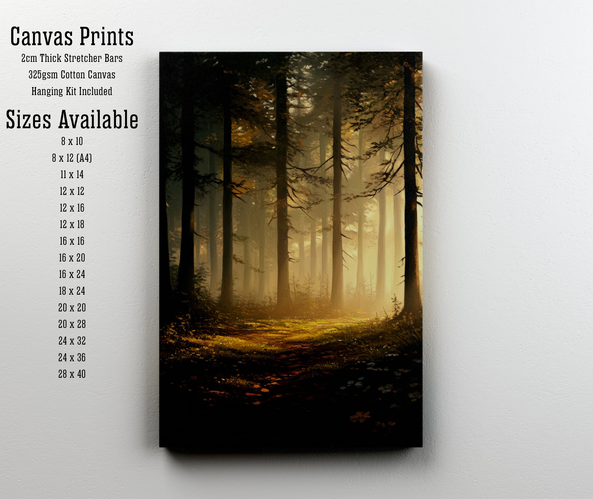 Sunlit Woodland Path Art Print