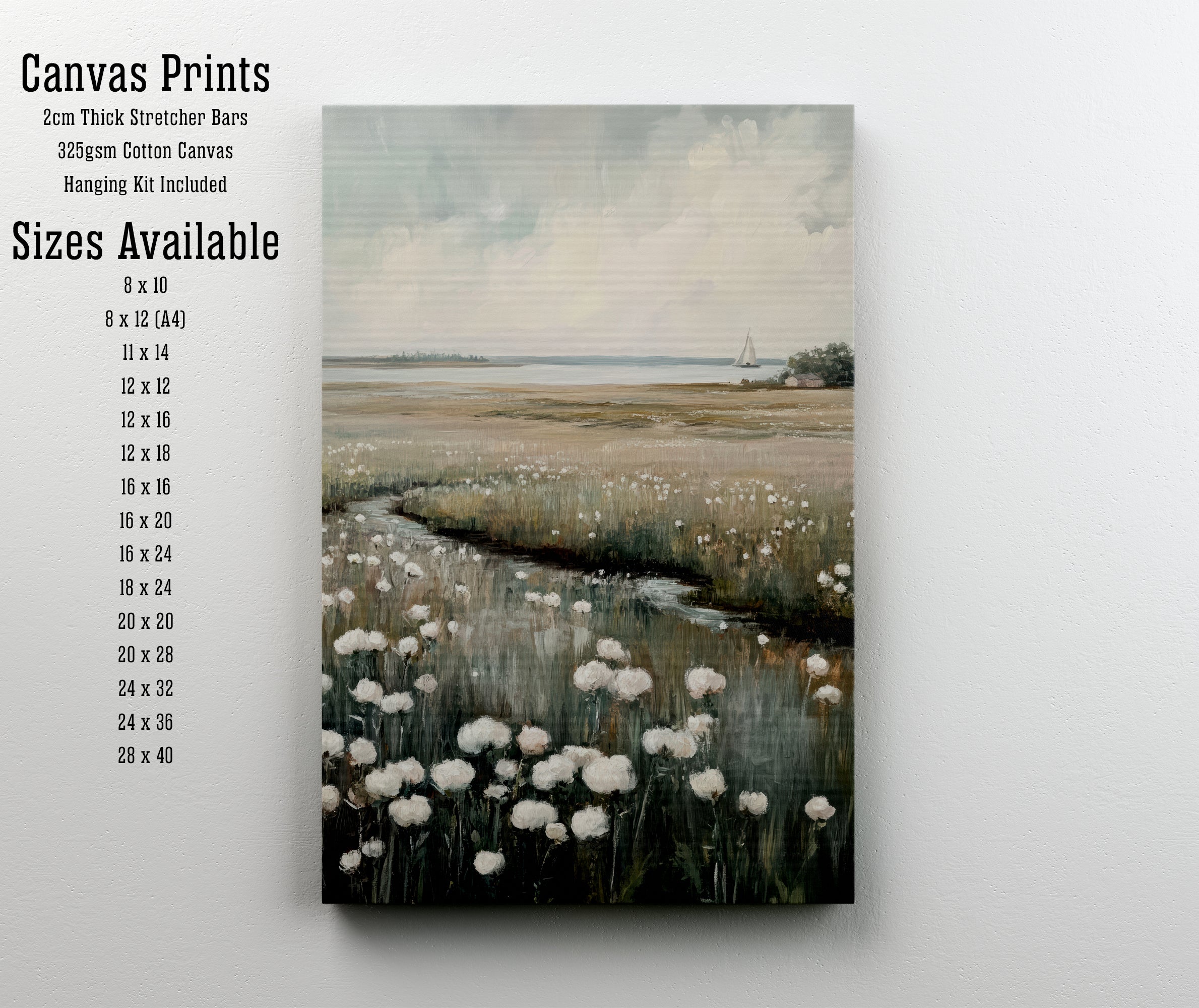 Coastal Meadow Sailboat Art Print